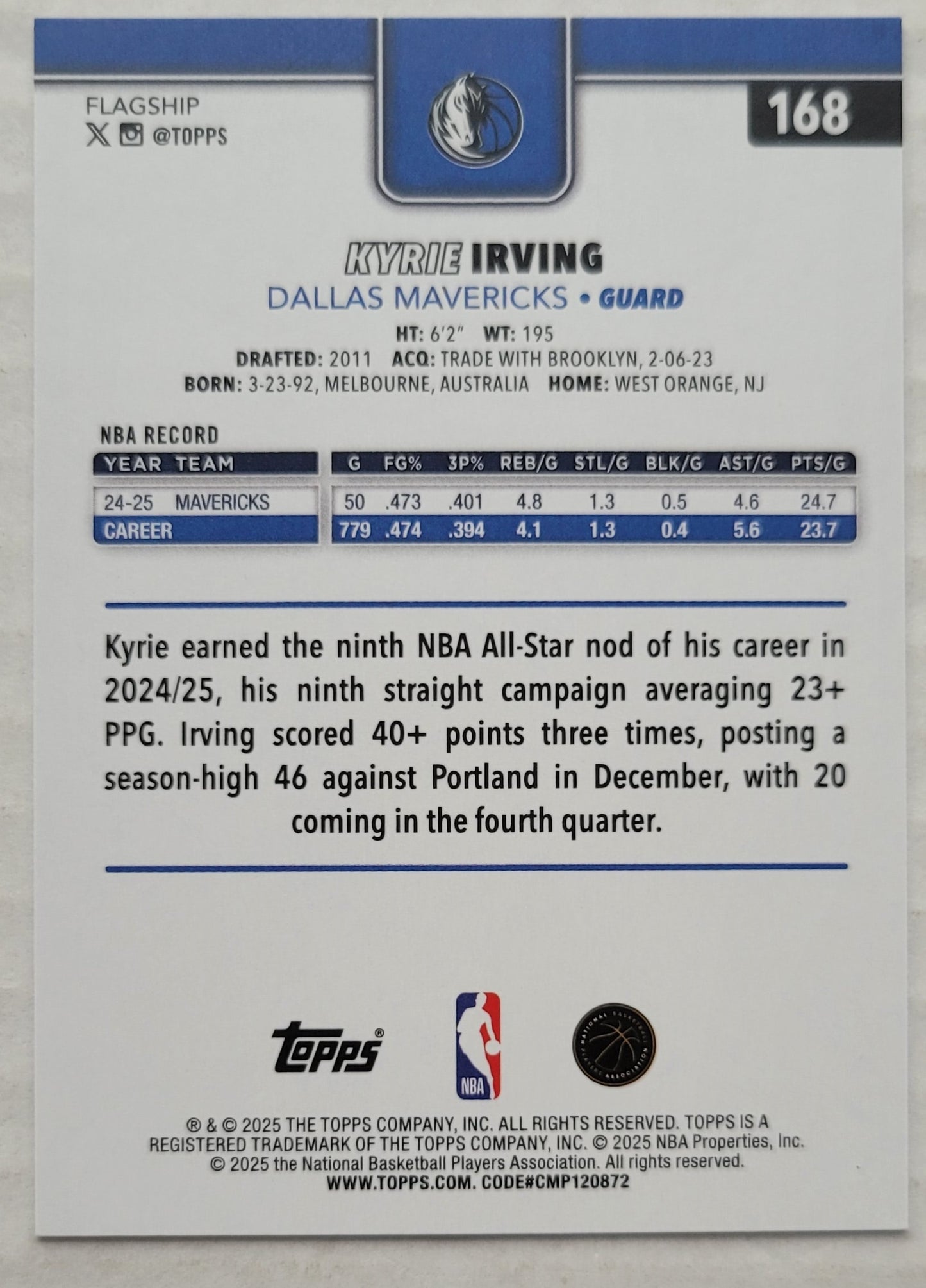 Kyrie Irving - 2025-26 Topps #168