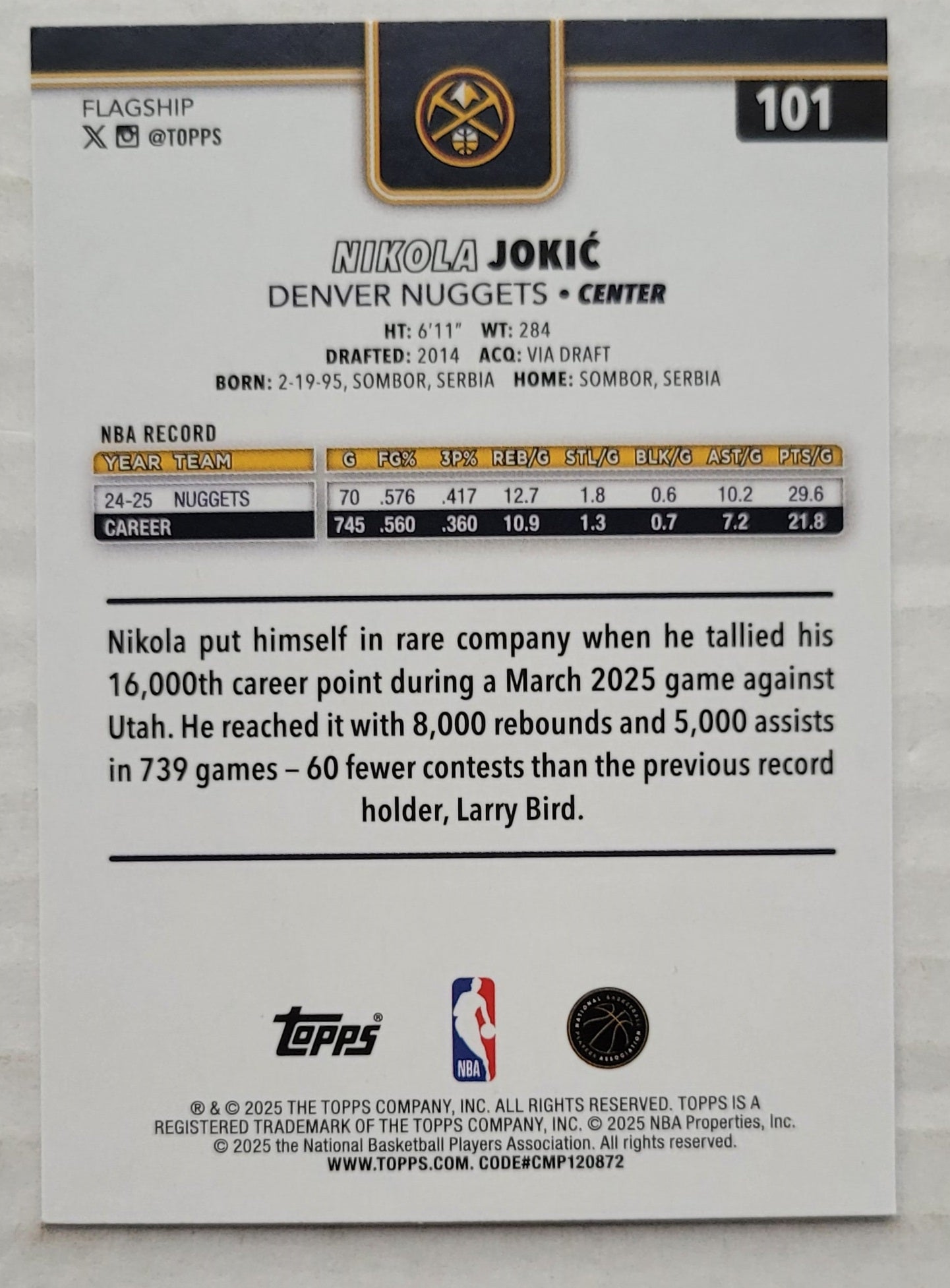 Nikola Jokic - 2025-26 Topps #101