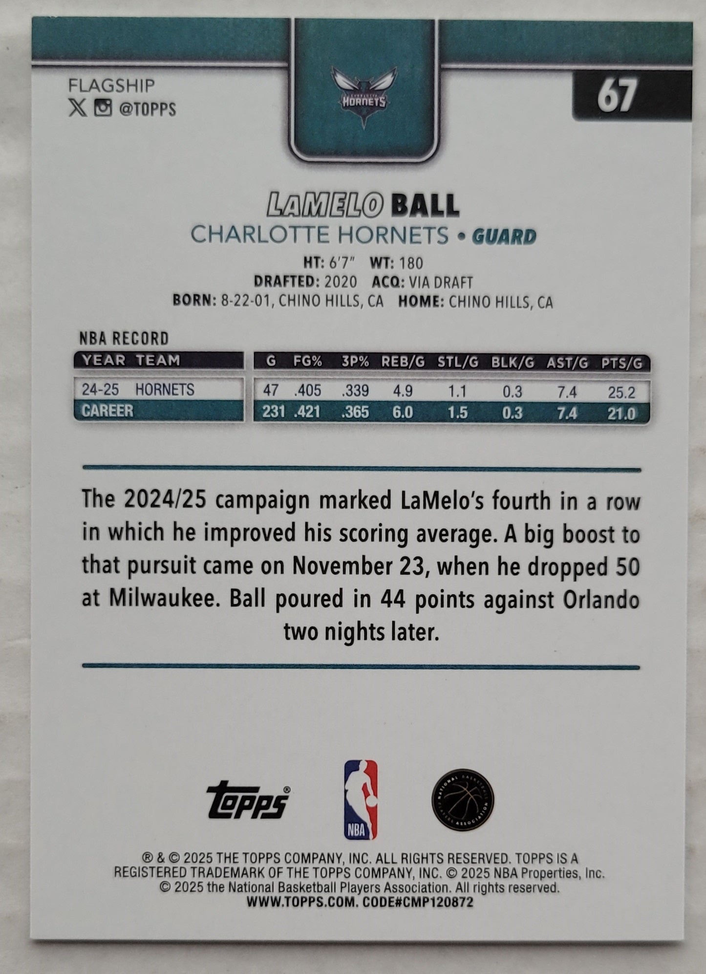 LaMelo Ball - 2025-26 Topps #67