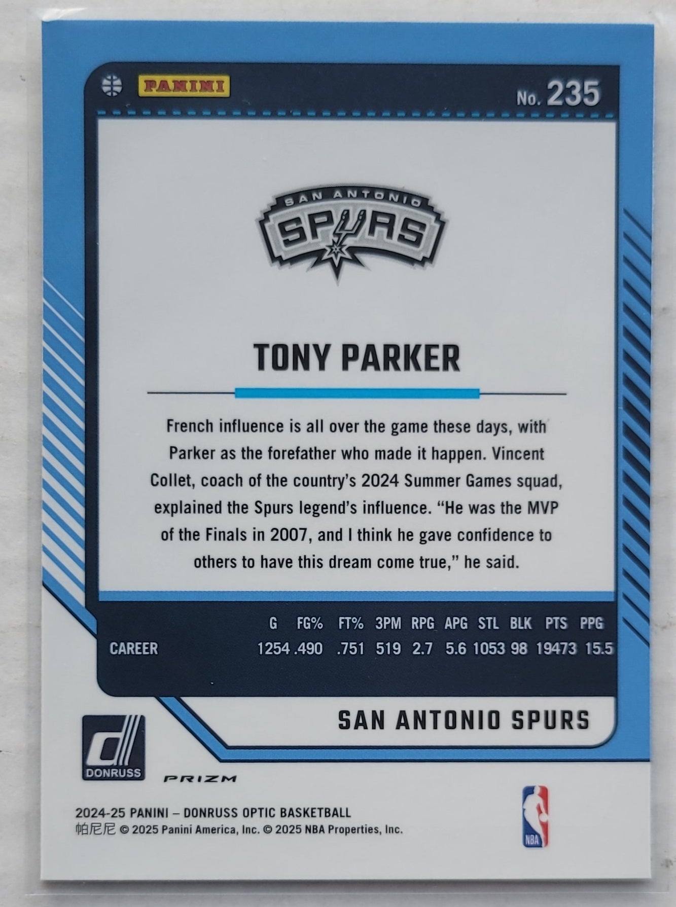 Tony Parker - 2024-25 Donruss Optic Holo #235 LGD