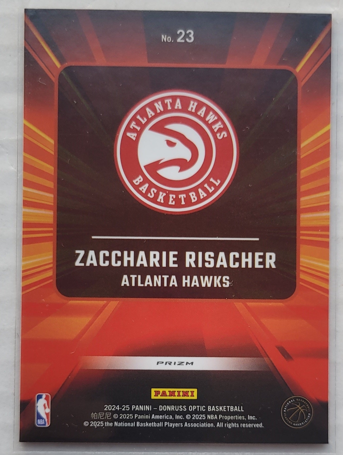 Zaccharie Risacher - 2024-25 Donruss Optic Express Lane Purple #23