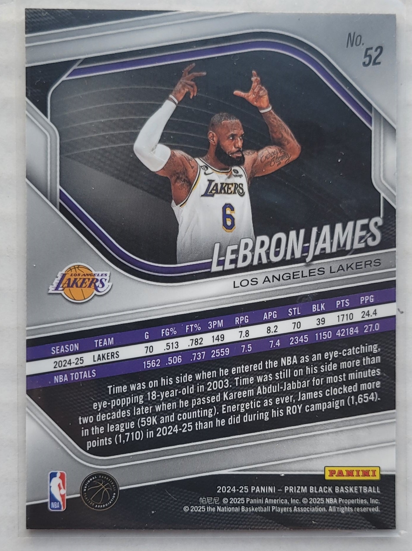 LeBron James - 2024-25 Panini Prizm Black #52
