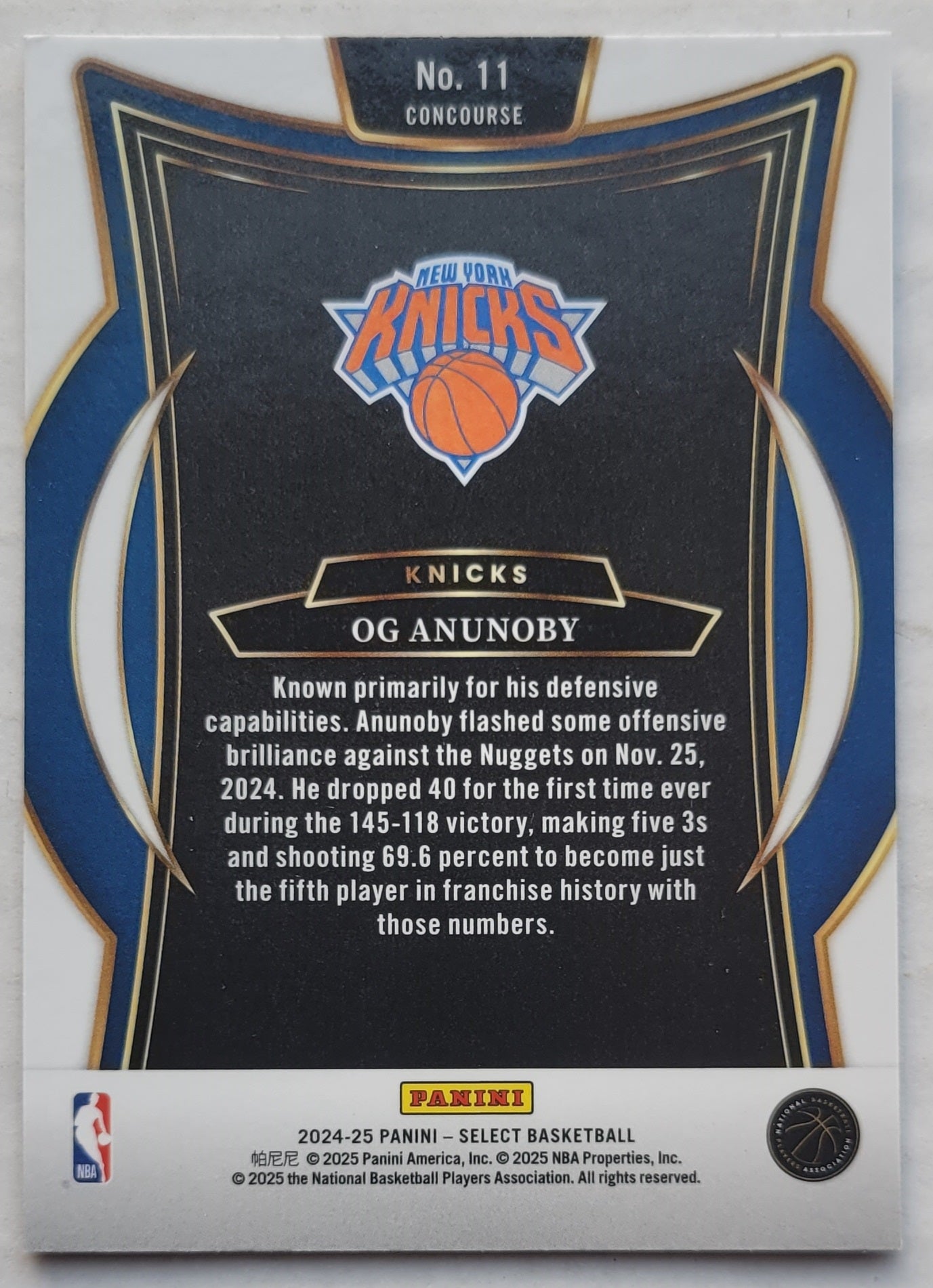 OG Anunoby - 2024-25 Select Blue #11