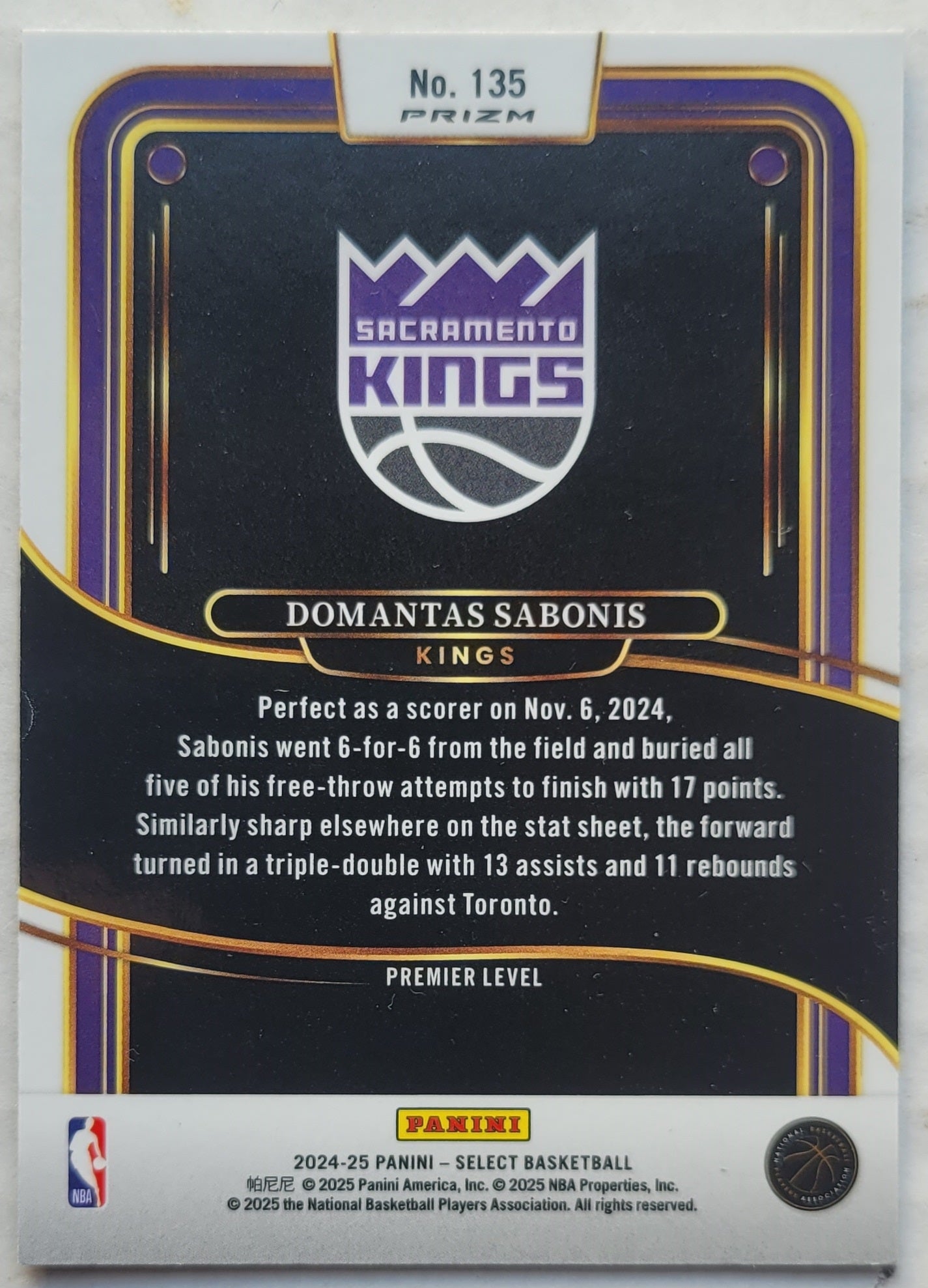 Domantas Sabonis - 2024-25 Select Blue Prizms #135