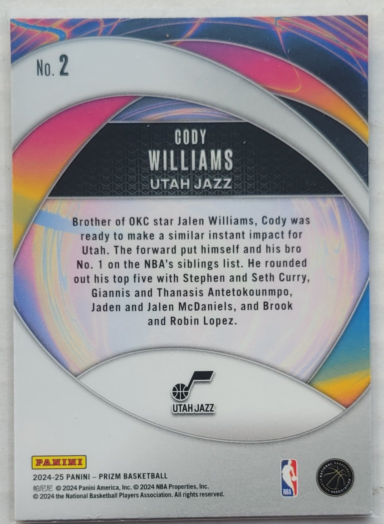 Cody Williams - 2024-25 Panini Prizm Instant Impact #2