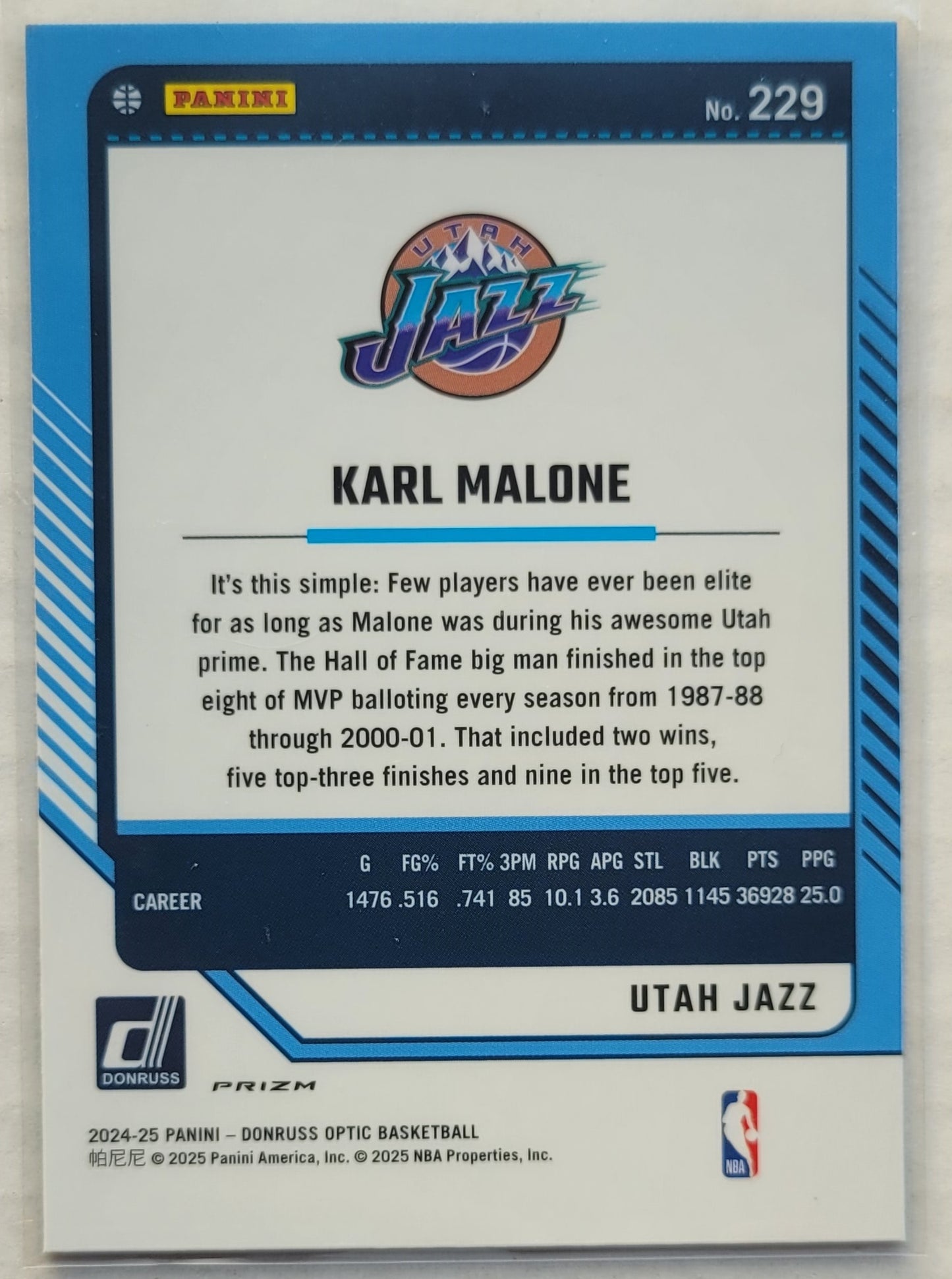 Karl Malone - 2024-25 Donruss Optic Purple Shock #229 LGD