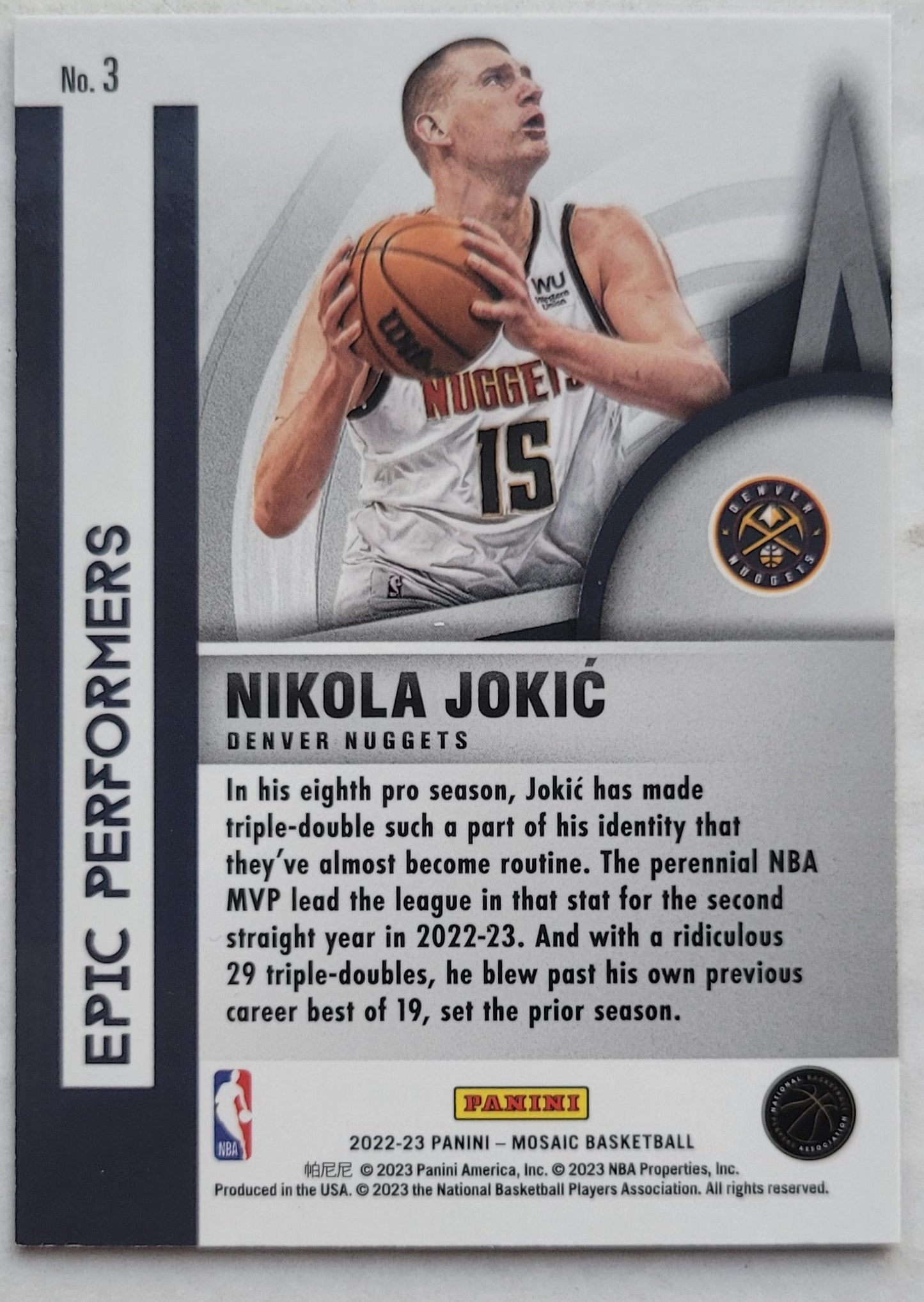 Nikola Jokic - 2022-23 Panini Mosaic Epic Performers #3