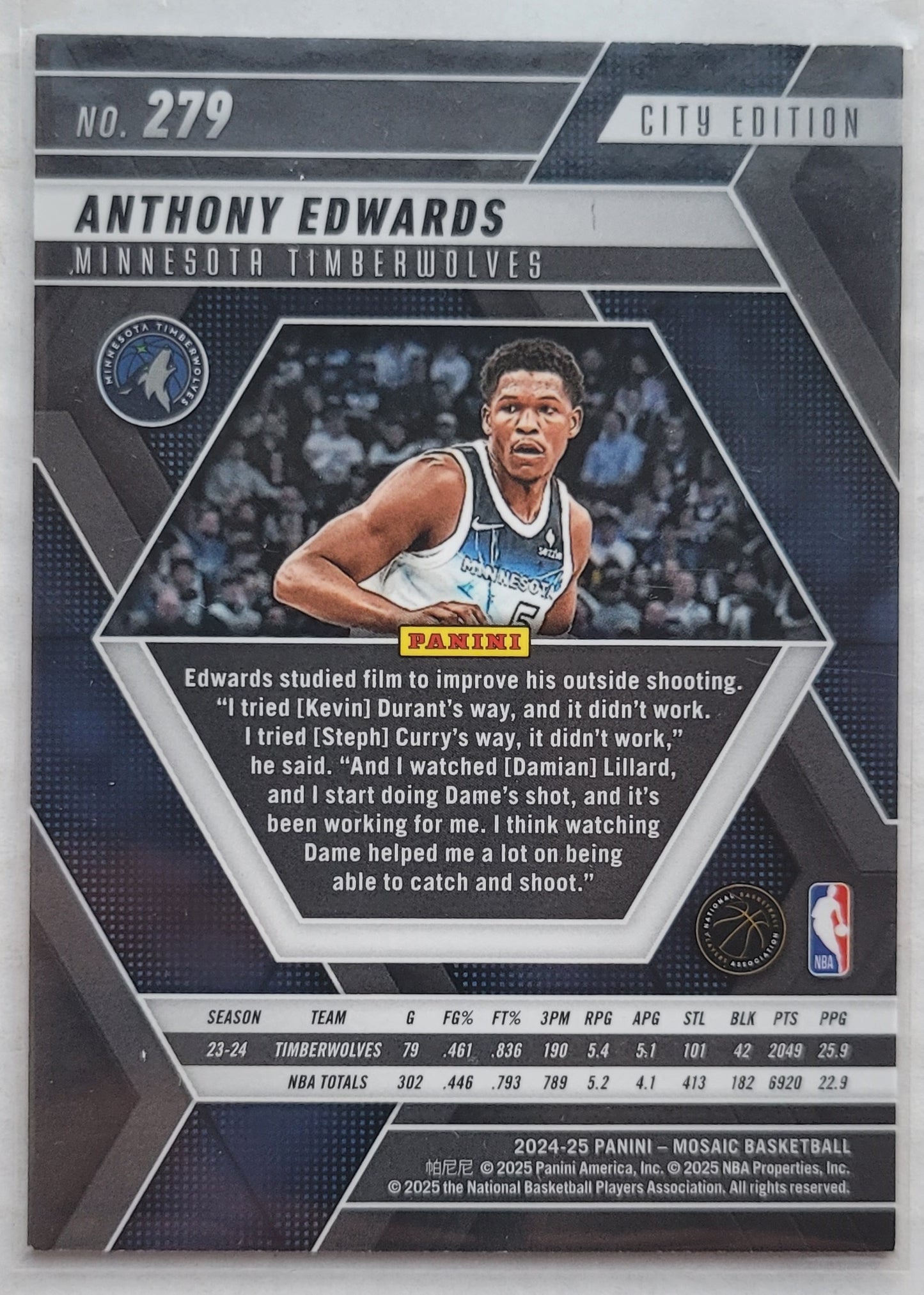 Anthony Edwards - 2024-25 Panini Mosaic #279 City Edition