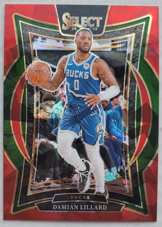 Damian Lillard - 2024-25 Select Red Cracked Ice Prizms #55