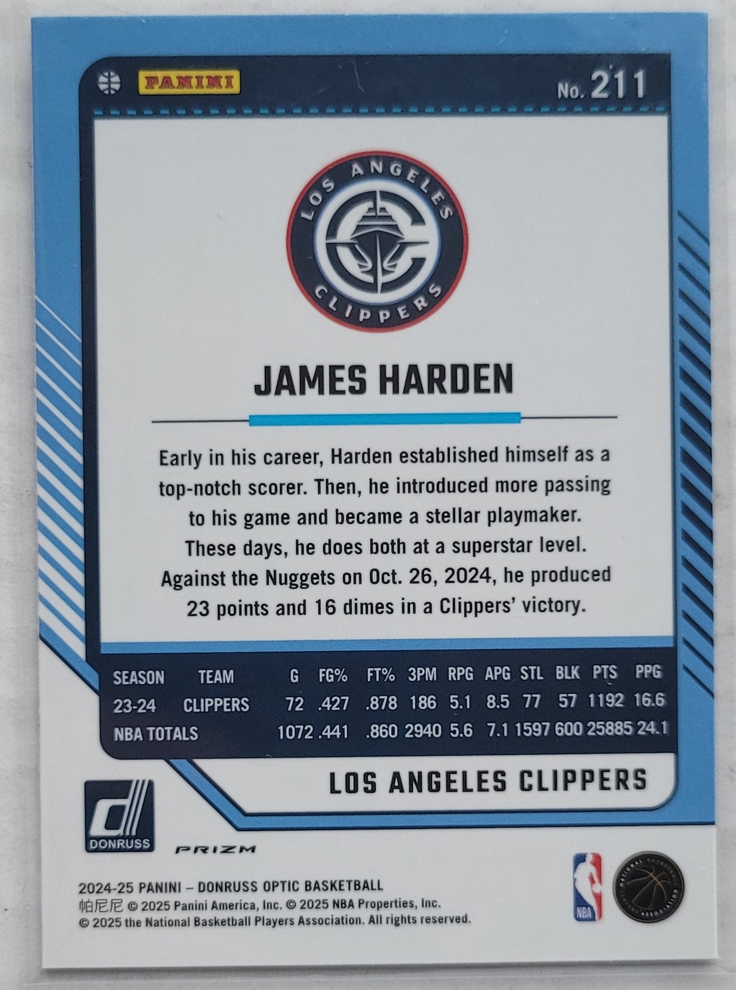 James Harden - 2024-25 Donruss Optic Holo #211