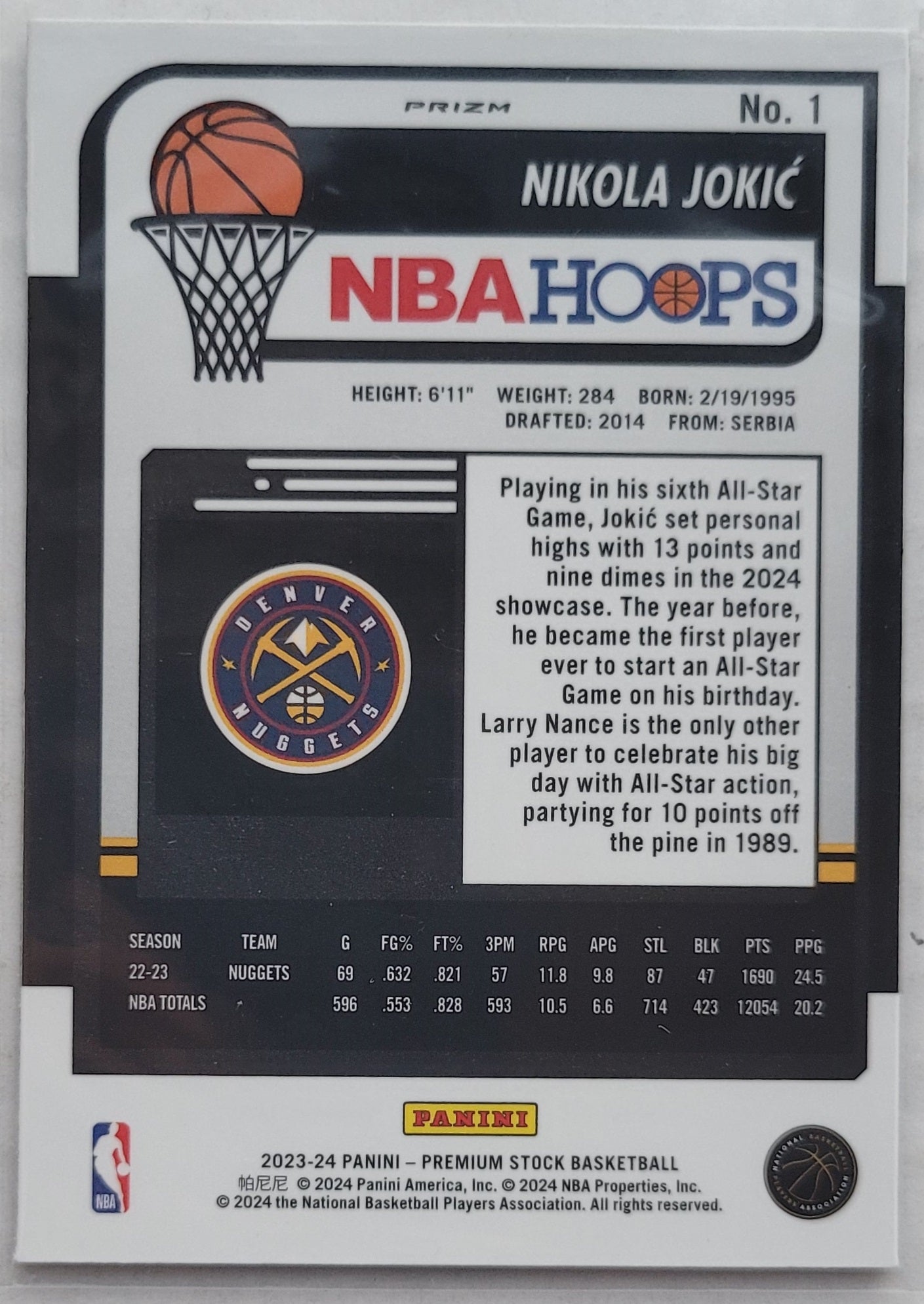 Nikola Jokic - 2023-24 Hoops Premium Stock Ice Prizm #1