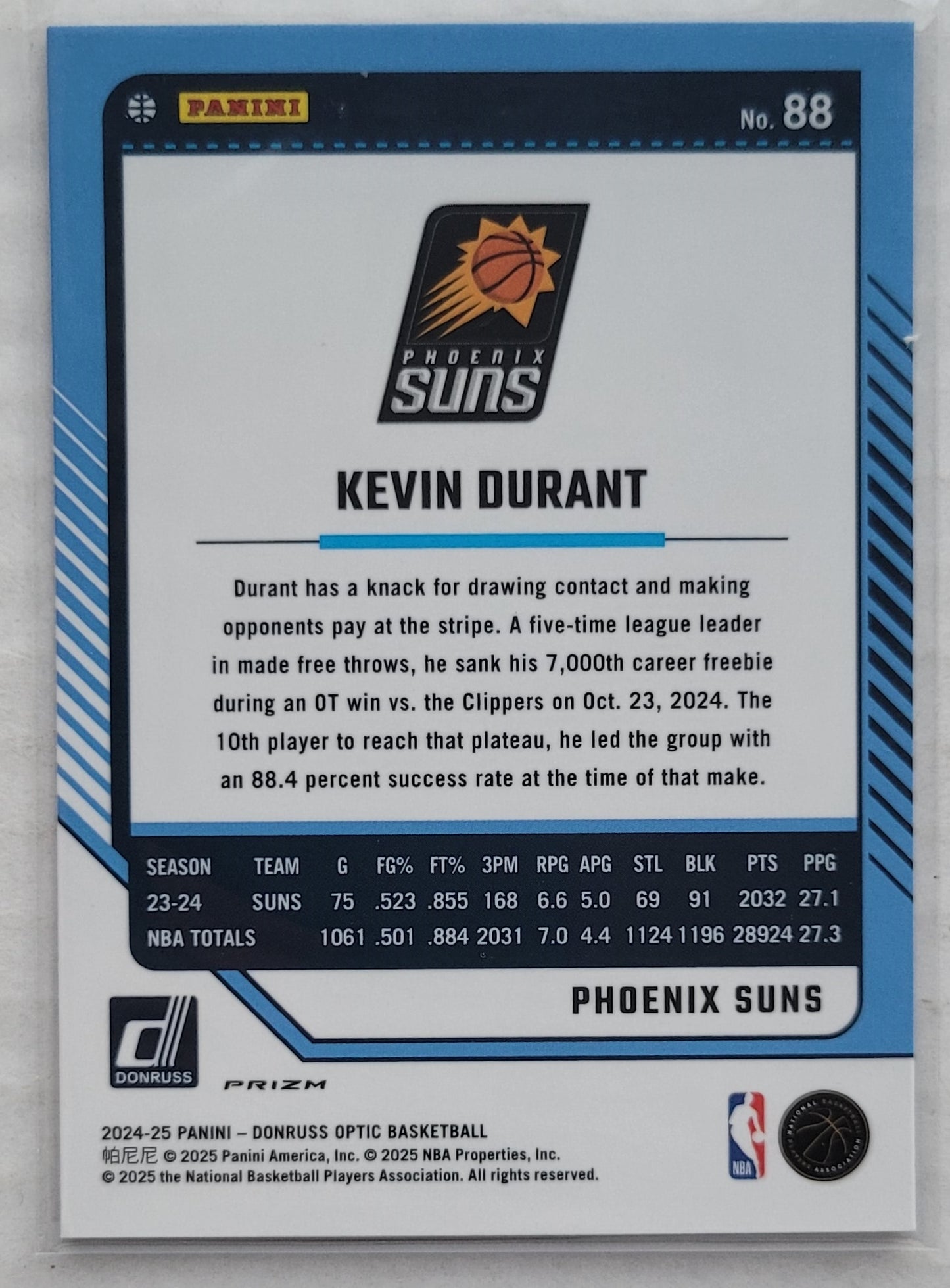 Kevin Durant - 2024-25 Donruss Optic Purple #88