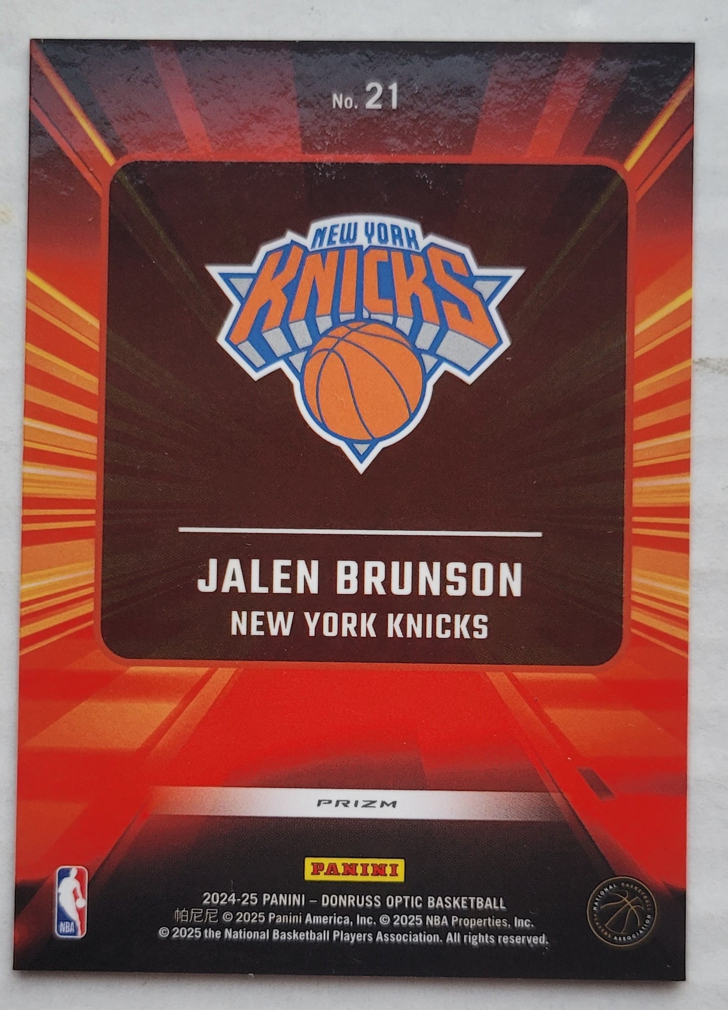 Jalen Brunson - 2024-25 Donruss Optic Express Lane Purple #21