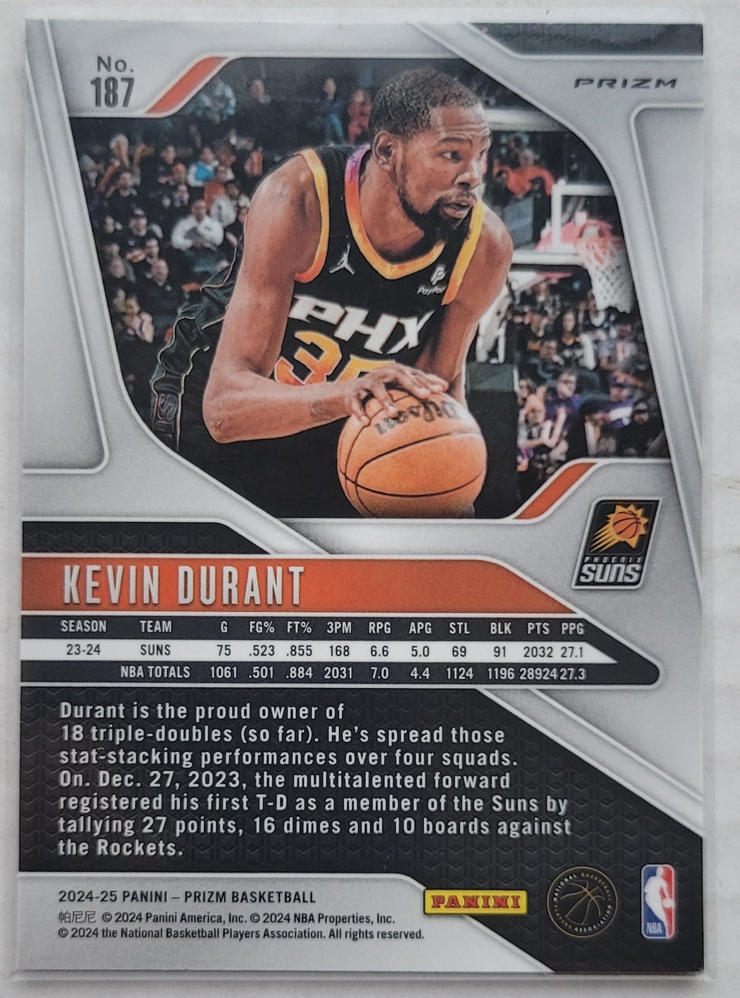 Kevin Durant - 2024-25 Panini Prizm Prizms Silver #187