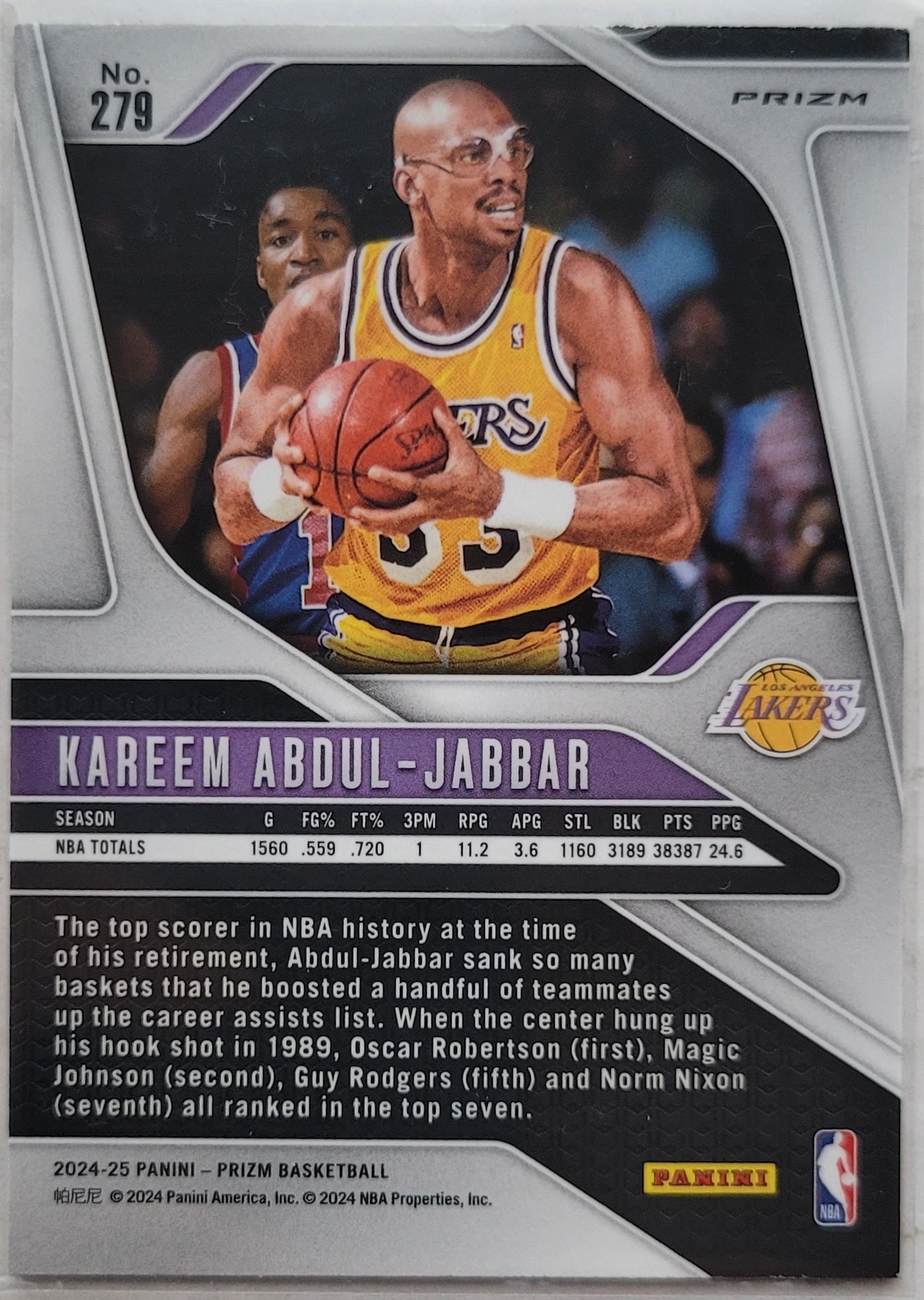 Kareem Abdul-Jabbar - 2024-25 Panini Prizm Prizms Silver #279