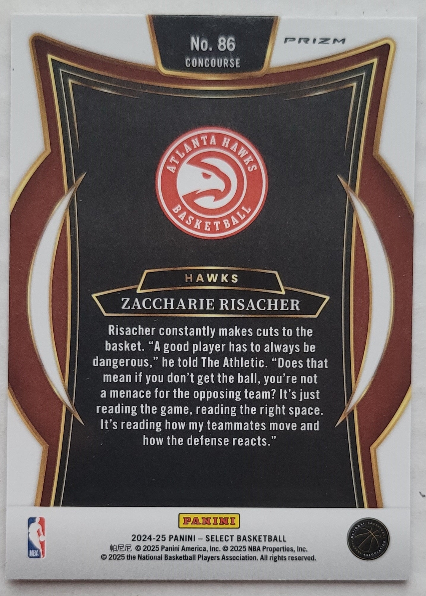 Zaccharie Risacher - 2024-25 Select Red Cracked Ice Prizms #86 RC