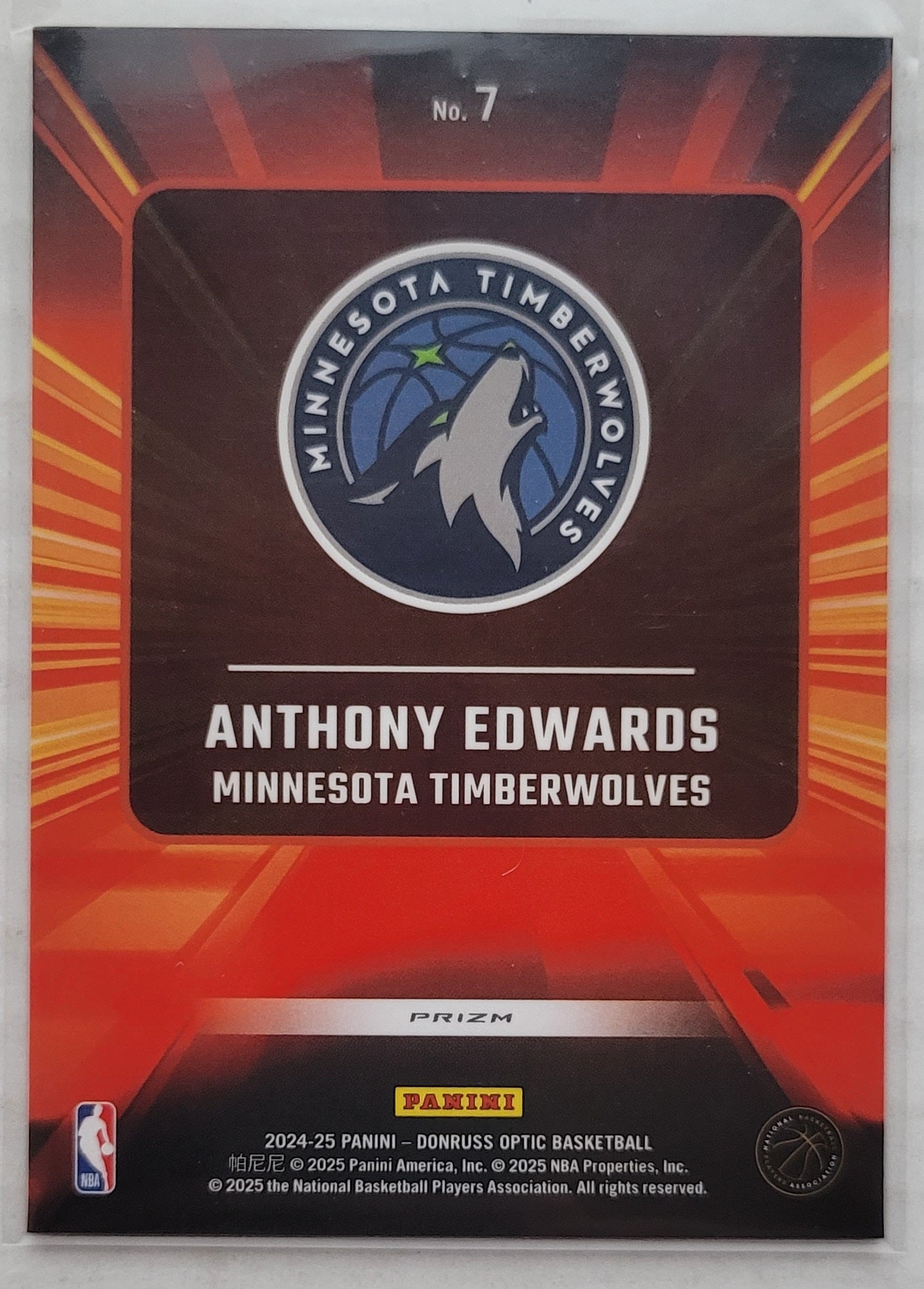 Anthony Edwards - 2024-25 Donruss Optic Express Lane Purple #7