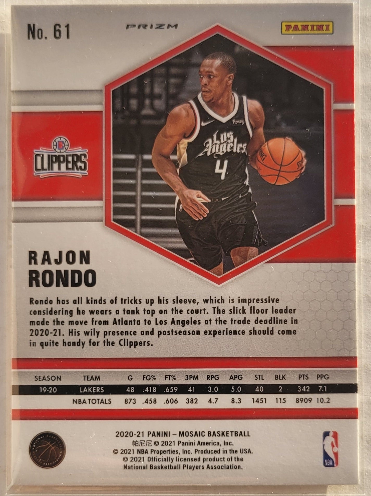 Rajon Rondo - 2020-21 Panini Mosaic Mosaic Reactive Orange #61