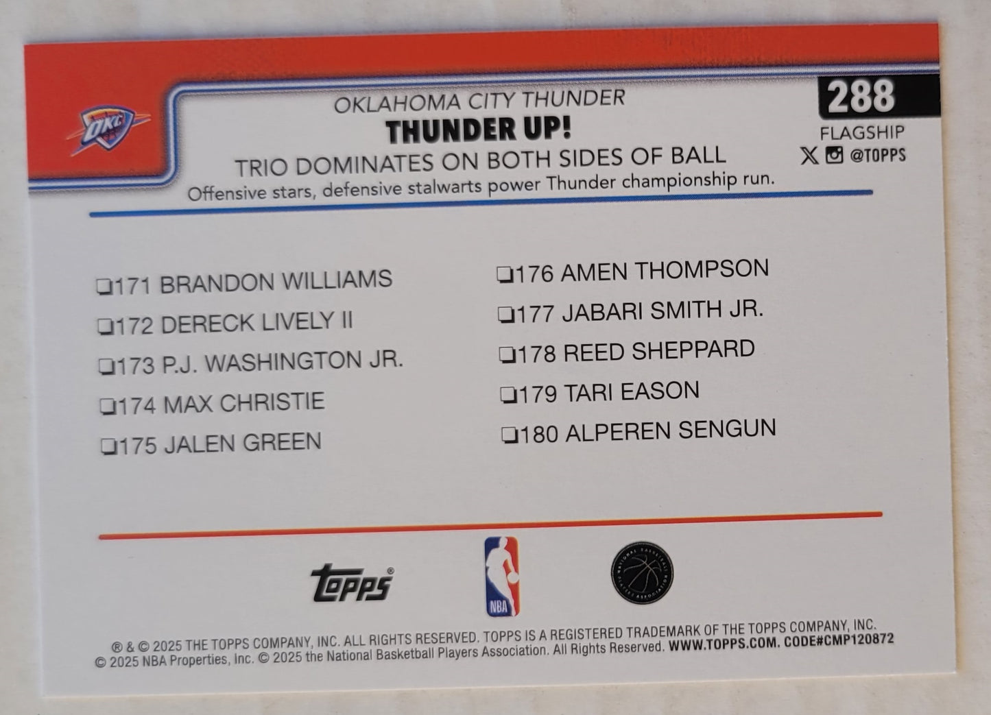 Shai Gilgeous-Alexander - 2025-26 Topps #288