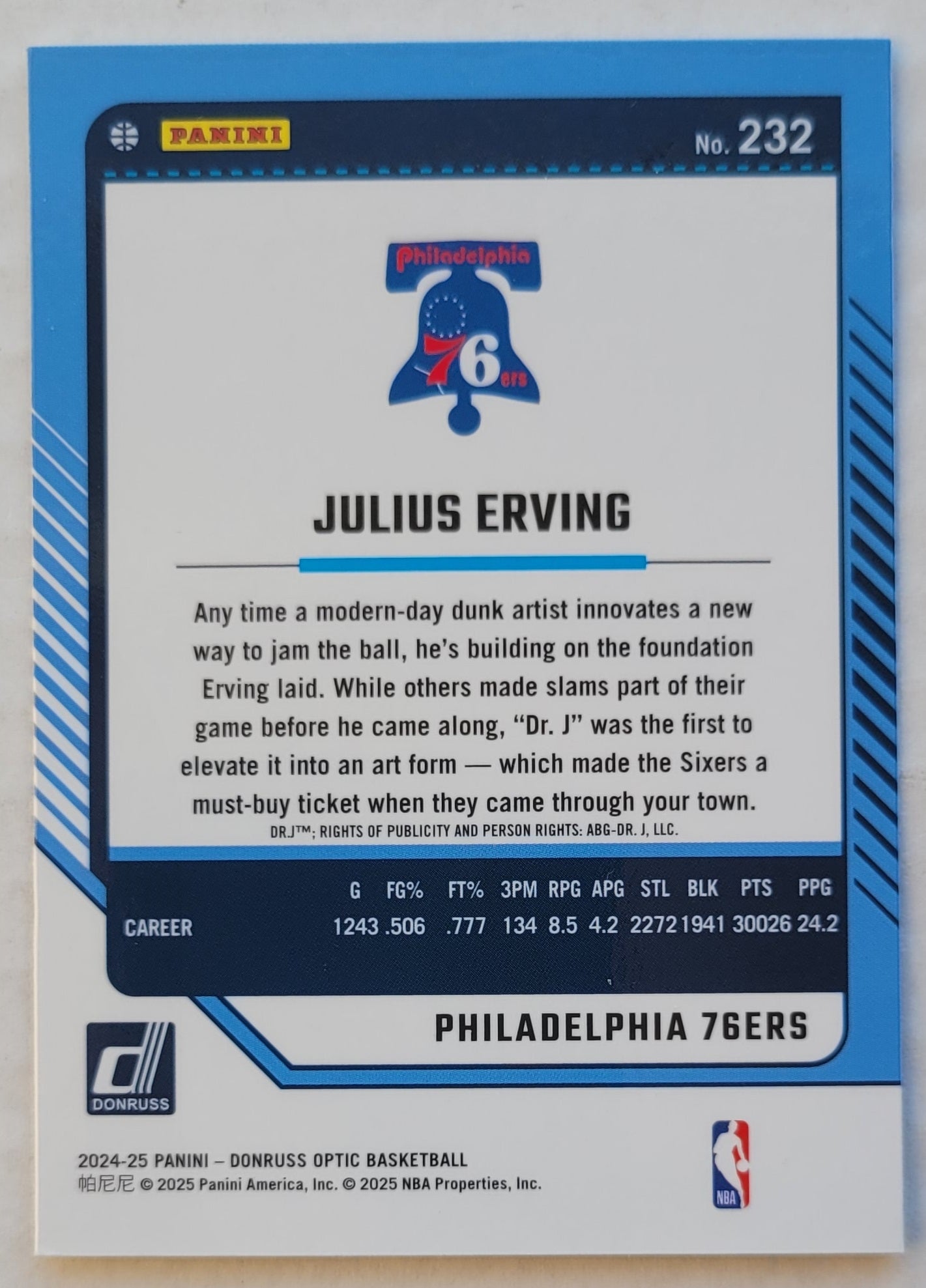 Julius Erving - 2024-25 Donruss Optic #232 LGD
