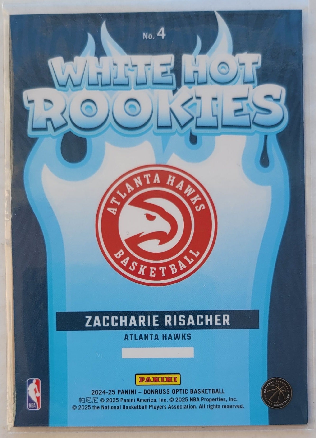 Zaccharie Risacher - 2024-25 Donruss Optic White Hot Rookies #4