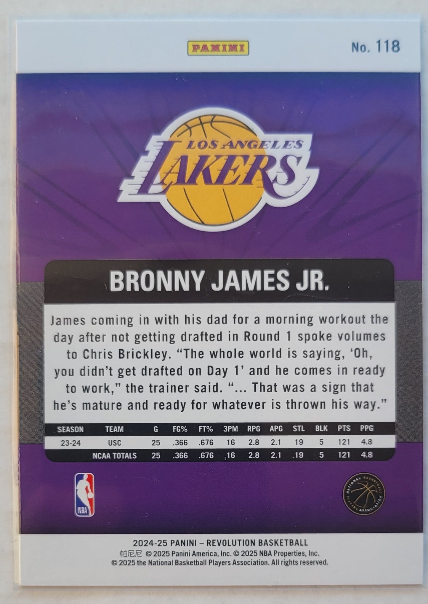 Bronny James Jr. - 2024-25 Panini Revolution #118 RC