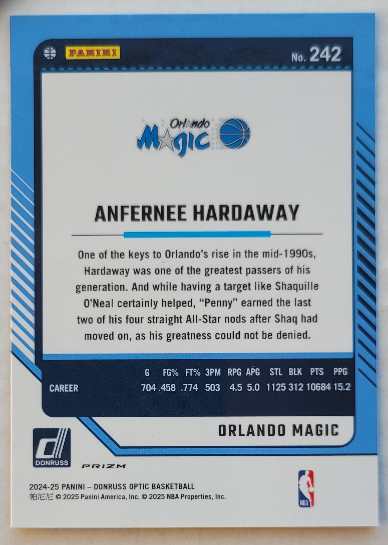 Anfernee Hardaway - 2024-25 Donruss Optic Fast Break Holo #242 LGD