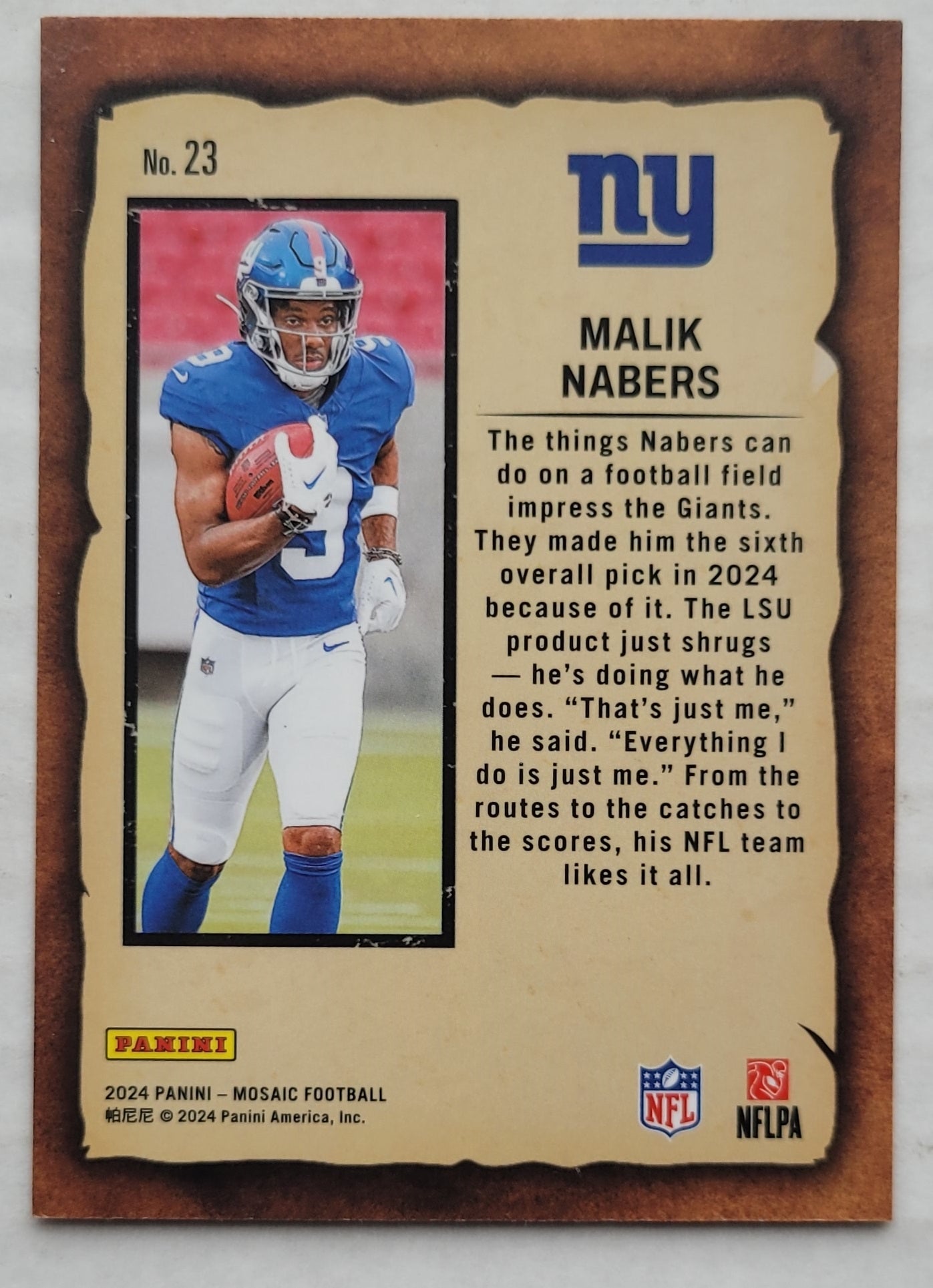 Malik Nabers - 2024 Panini Mosaic Notoriety #23