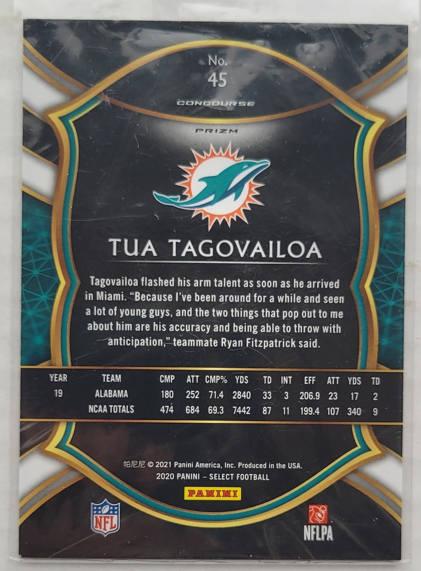 Tua Tagovailoa - 2020 Select Prizm Silver #45 RC