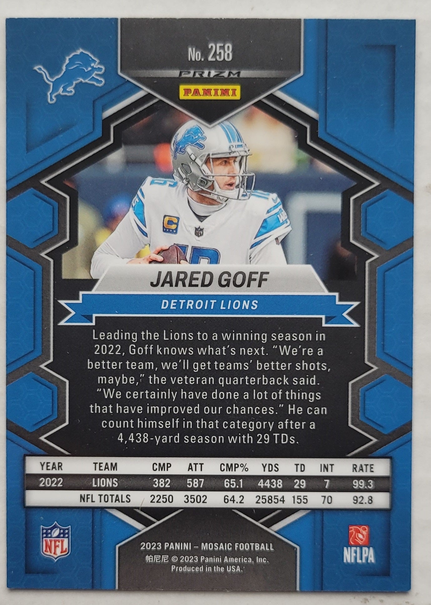 Jared Goff - 2023 Panini Mosaic Mosaic #258 NP