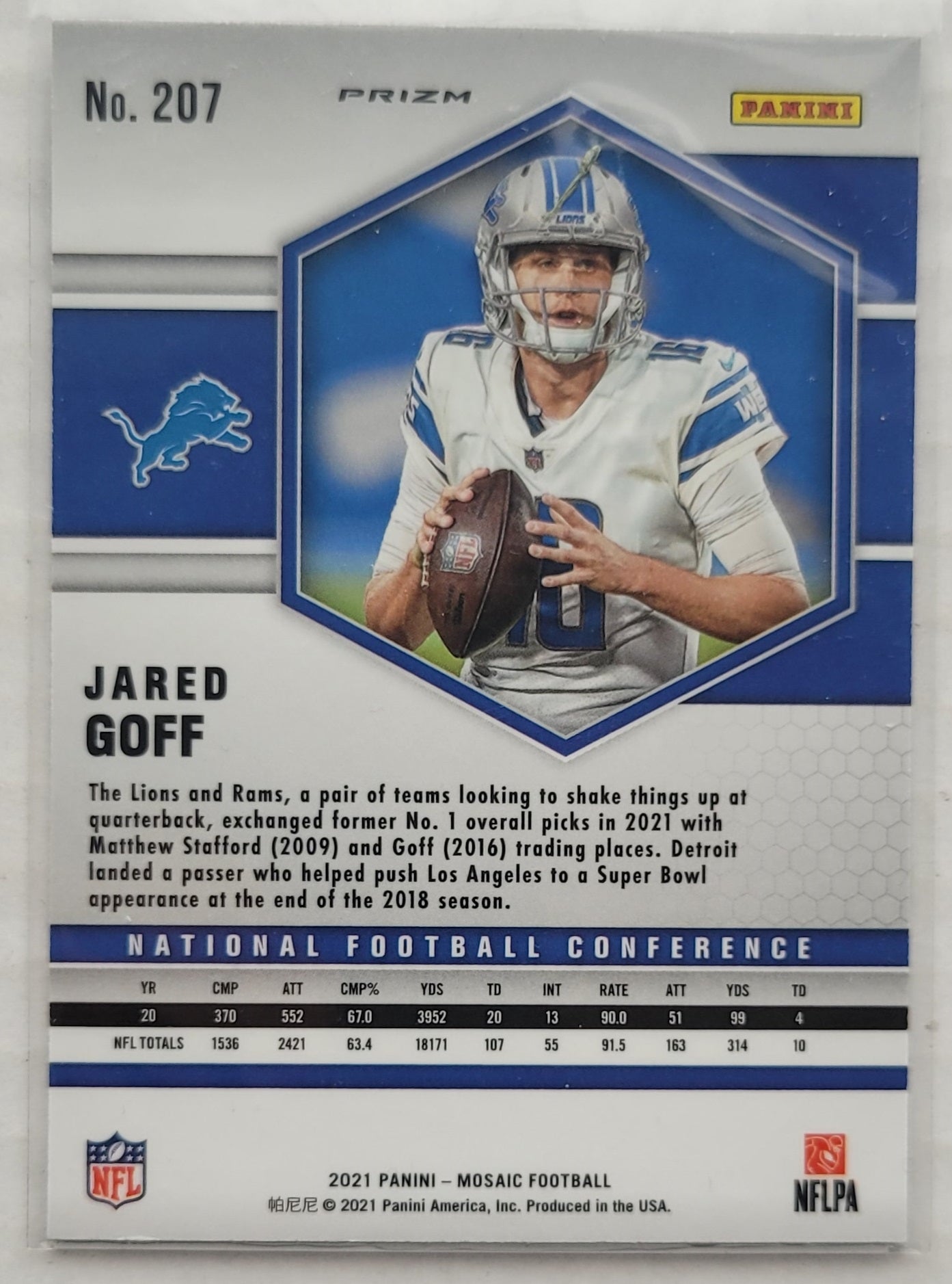 Jared Goff - 2021 Panini Mosaic Mosaic #207 NFC