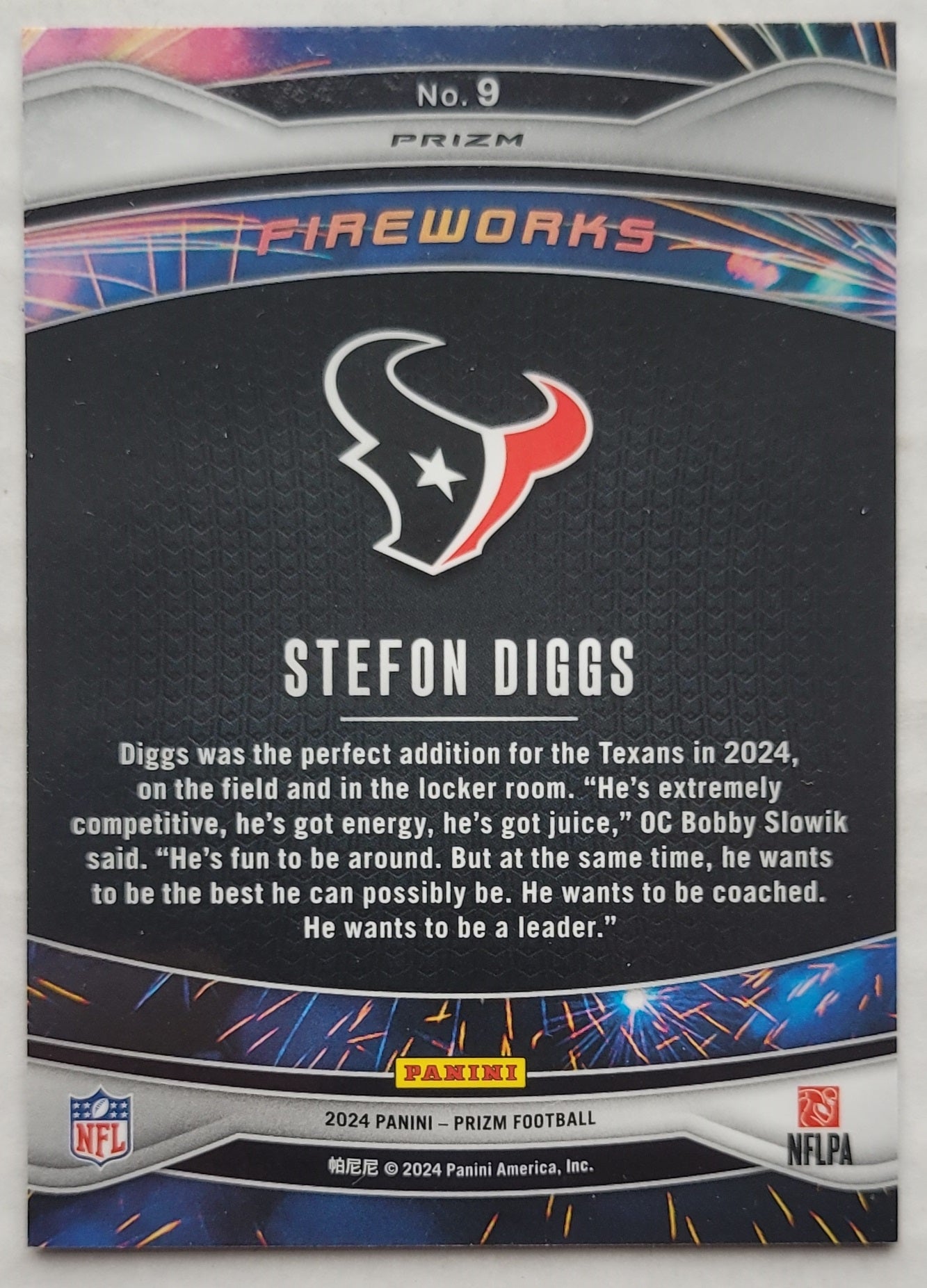 Stefon Diggs - 2024 Panini Prizm Fireworks Prizms Green Ice #9