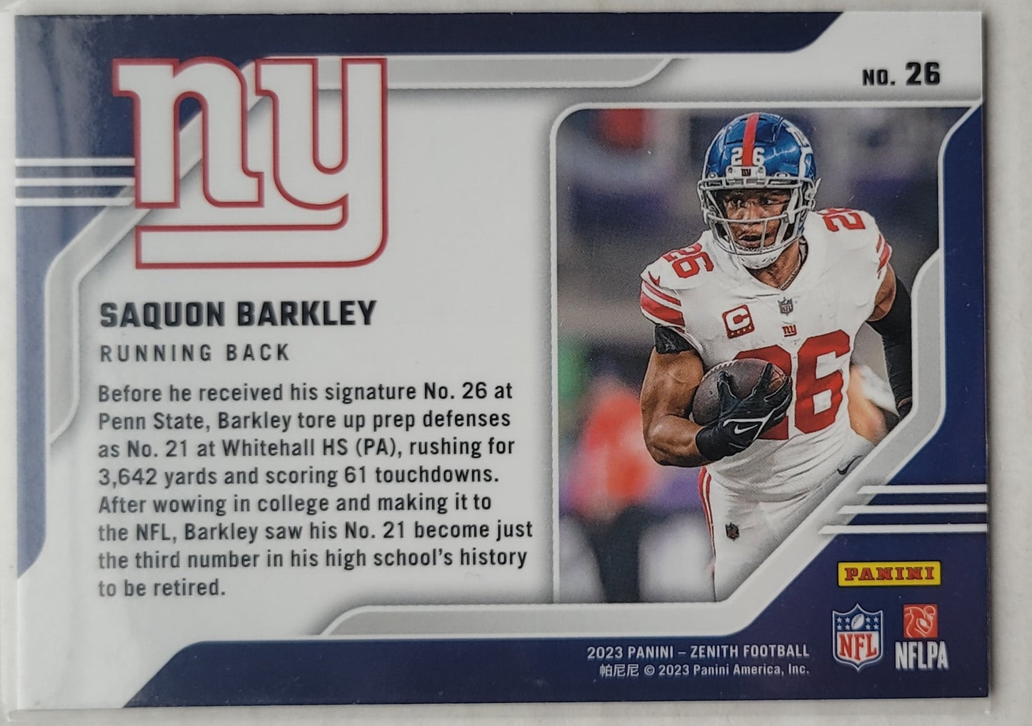 Saquon Barkley - 2023 Zenith Behind the Numbers #26