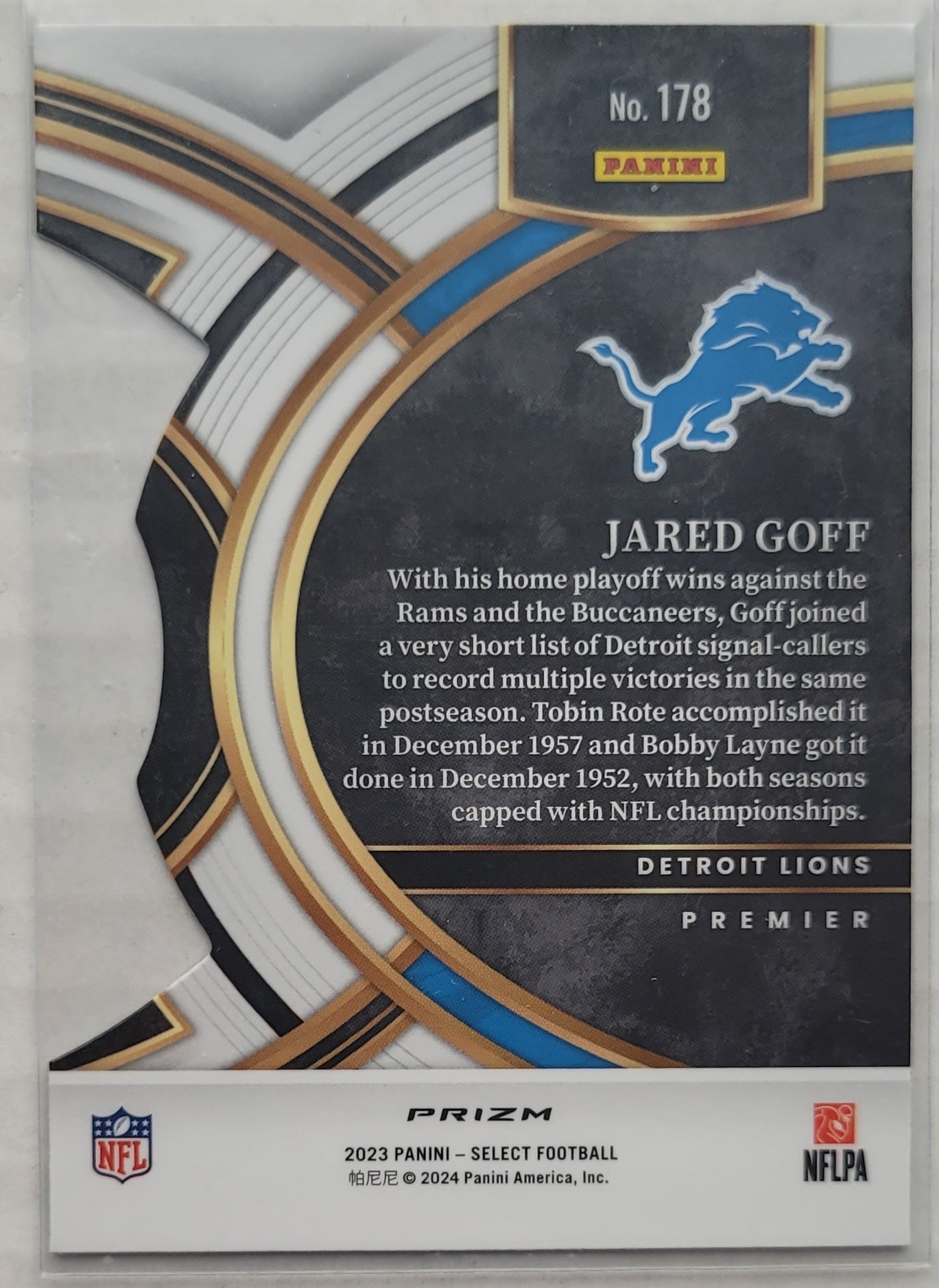 Jared Goff - 2023 Select Prizm Silver #178