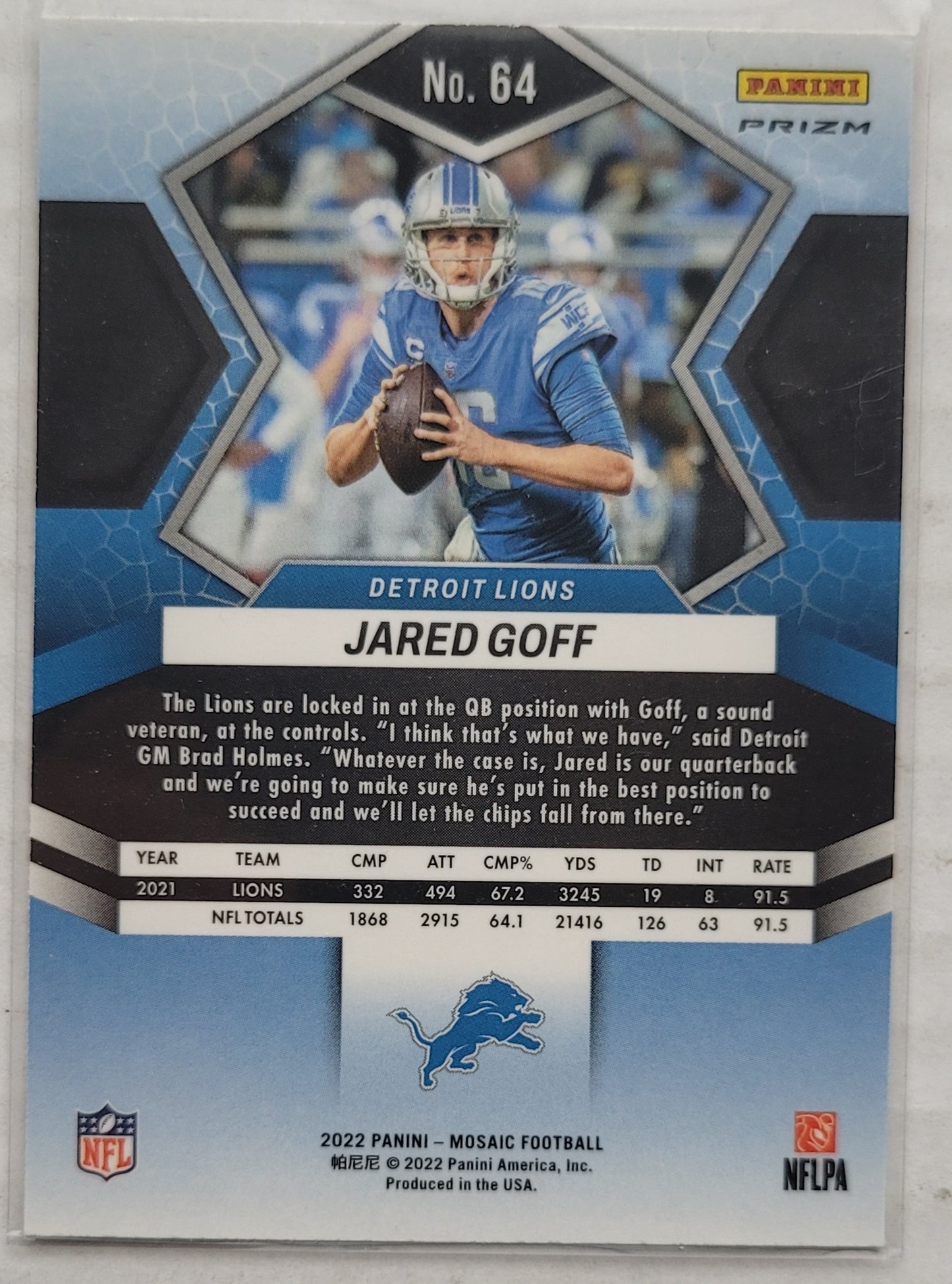 Jared Goff - 2022 Panini Mosaic Mosaic Reactive Orange #64