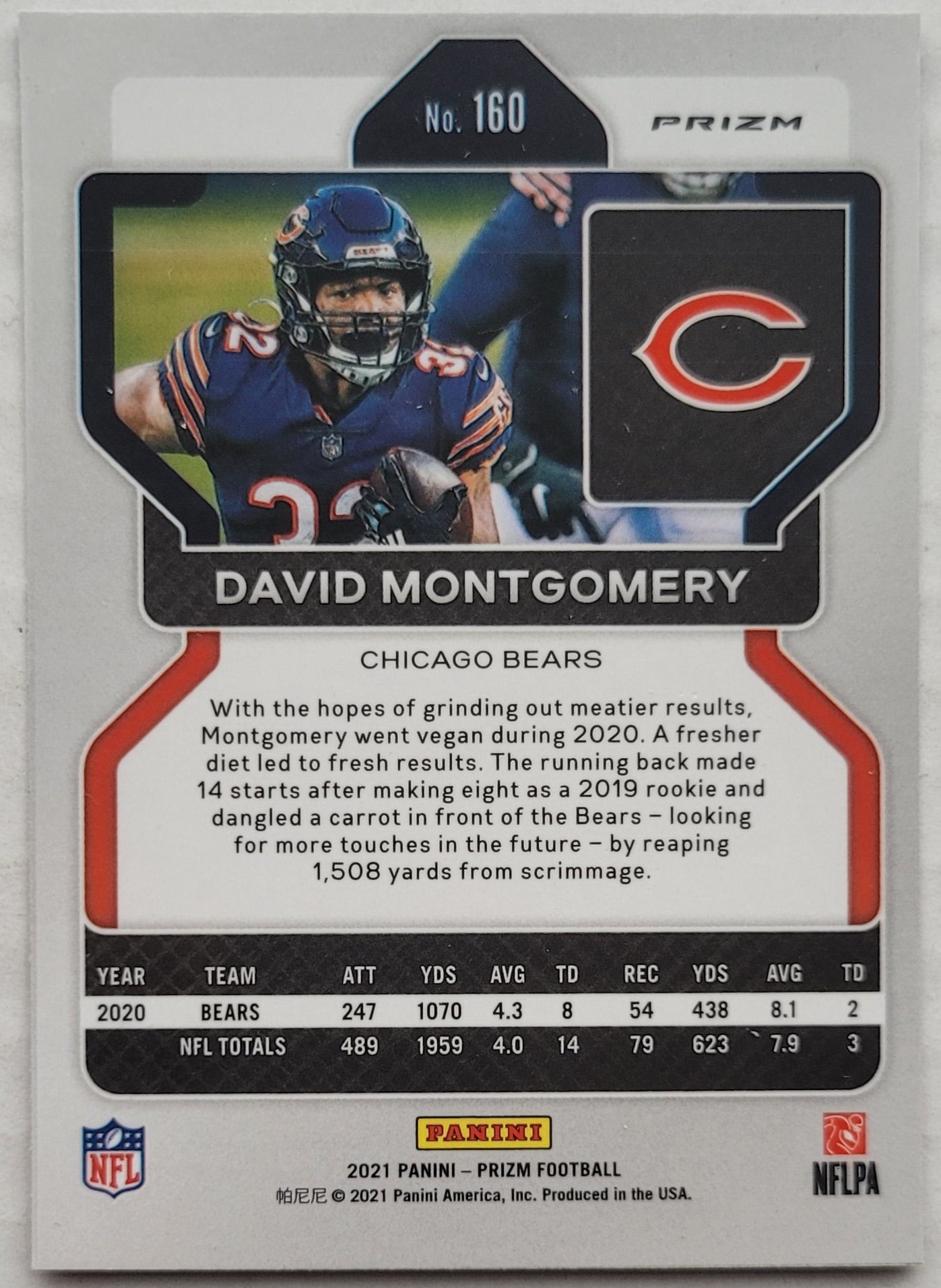 David Montgomery - 2021 Panini Prizm Prizms Red White and Blue #160