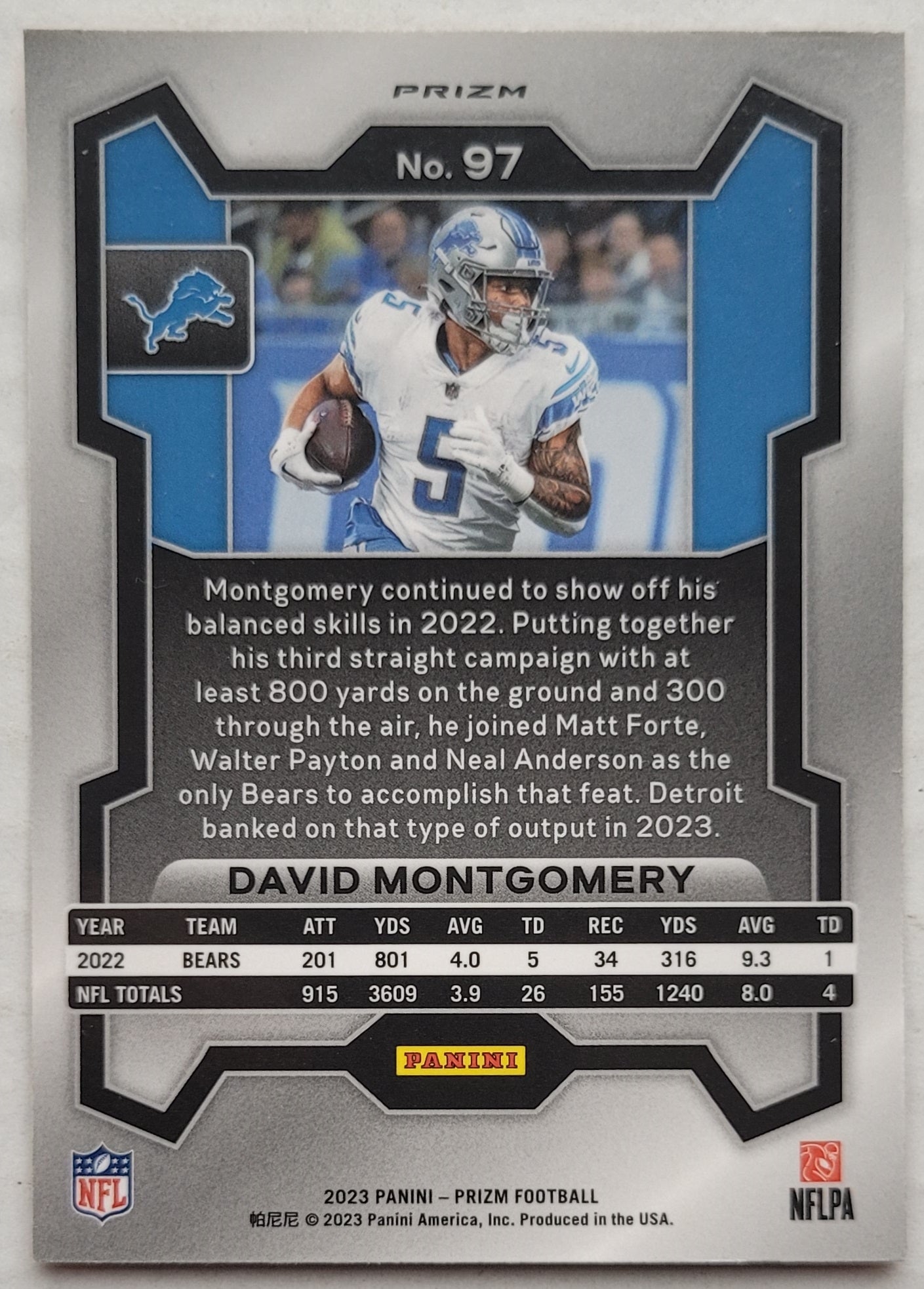 David Montgomery - 2023 Panini Prizm Prizms Orange Lazer #97