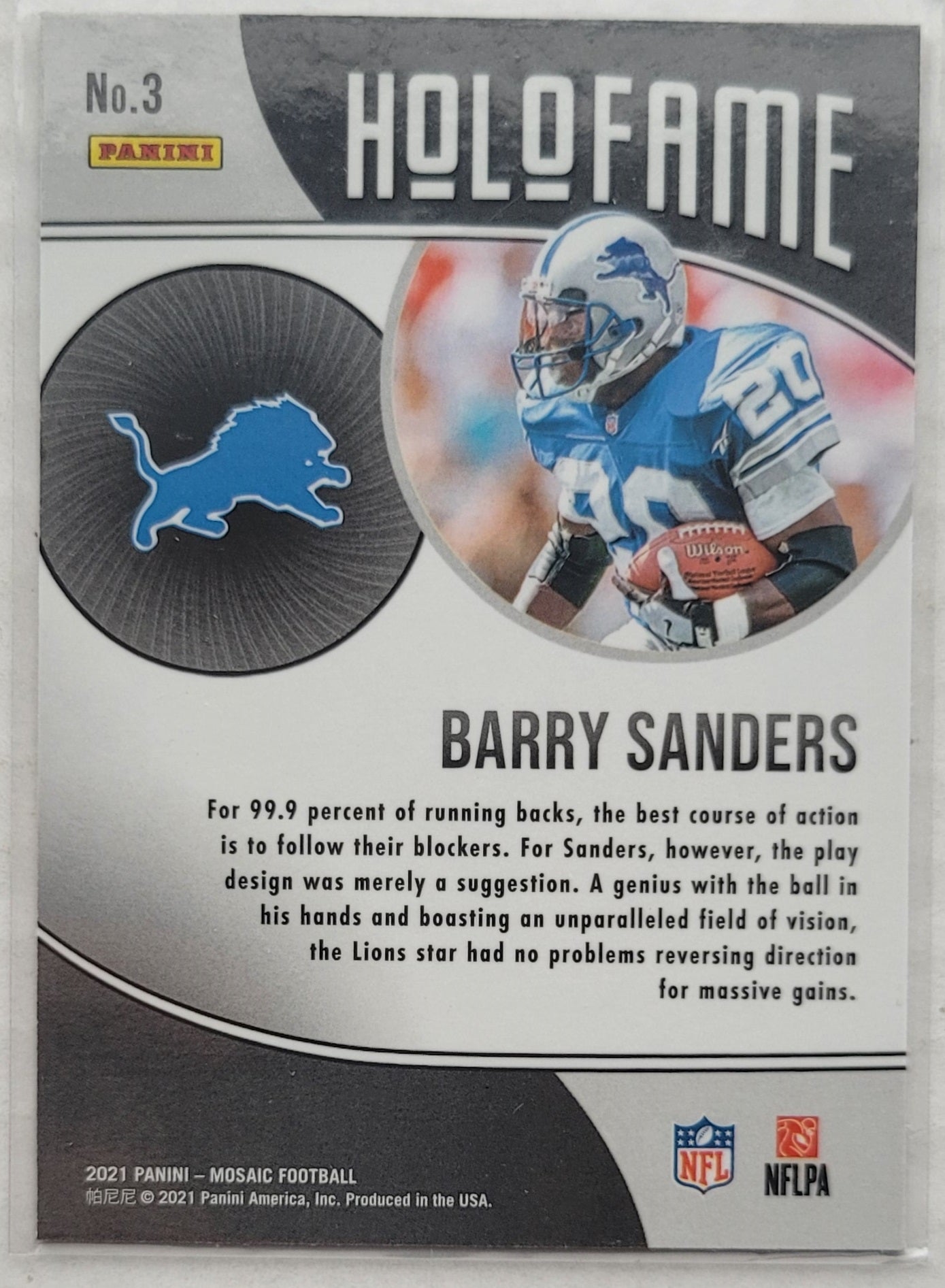 Barry Sanders - 2021 Panini Mosaic HoloFame #3