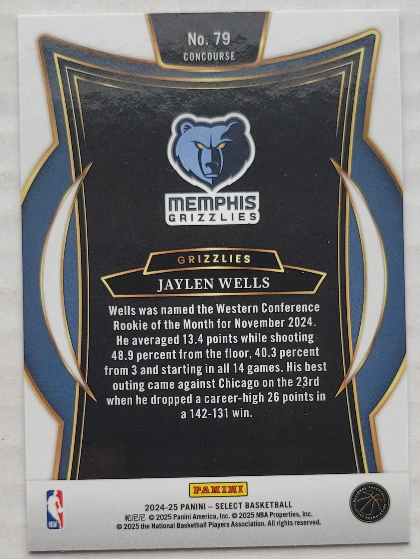 Jaylen Wells - 2024-25 Select Blue #79 RC