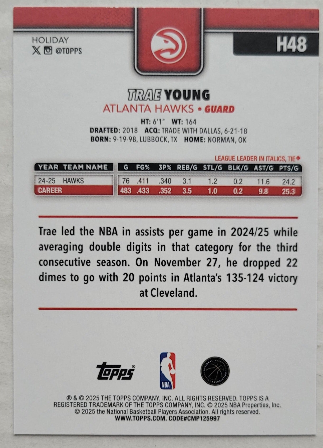 Trae Young - 2025-26 Topps Holiday #H48