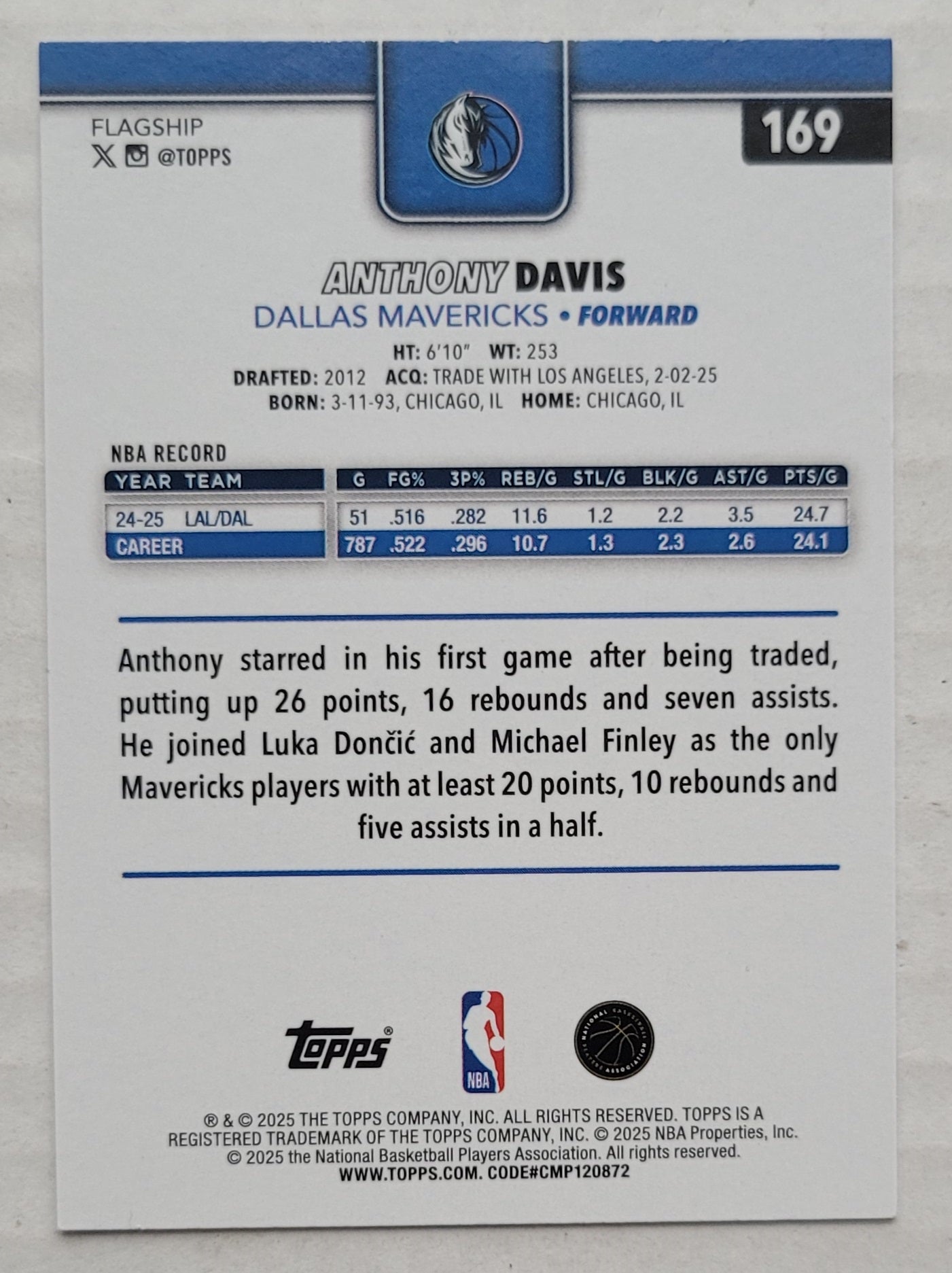 Anthony Davis - 2025-26 Topps #169