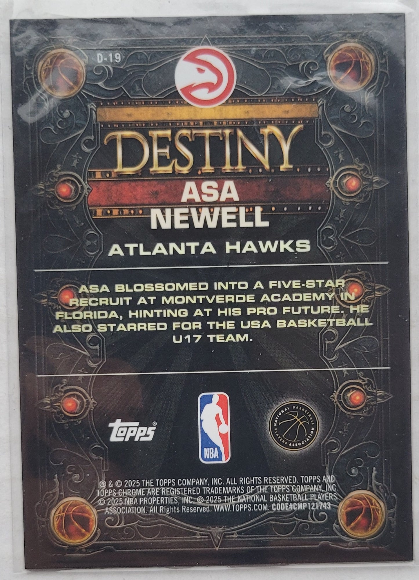 Asa Newell - 2025-26 Topps Chrome Destiny Green Refractors #D19 - /99