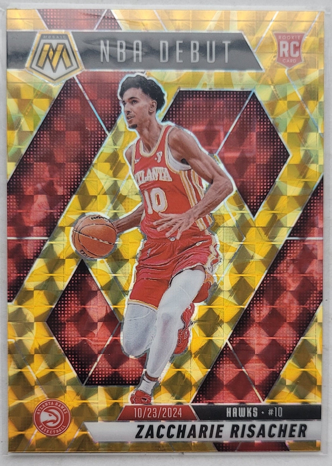 Zaccharie Risacher - 2024-25 Panini Mosaic Mosaic Reactive Yellow #269 NBA Debut RC