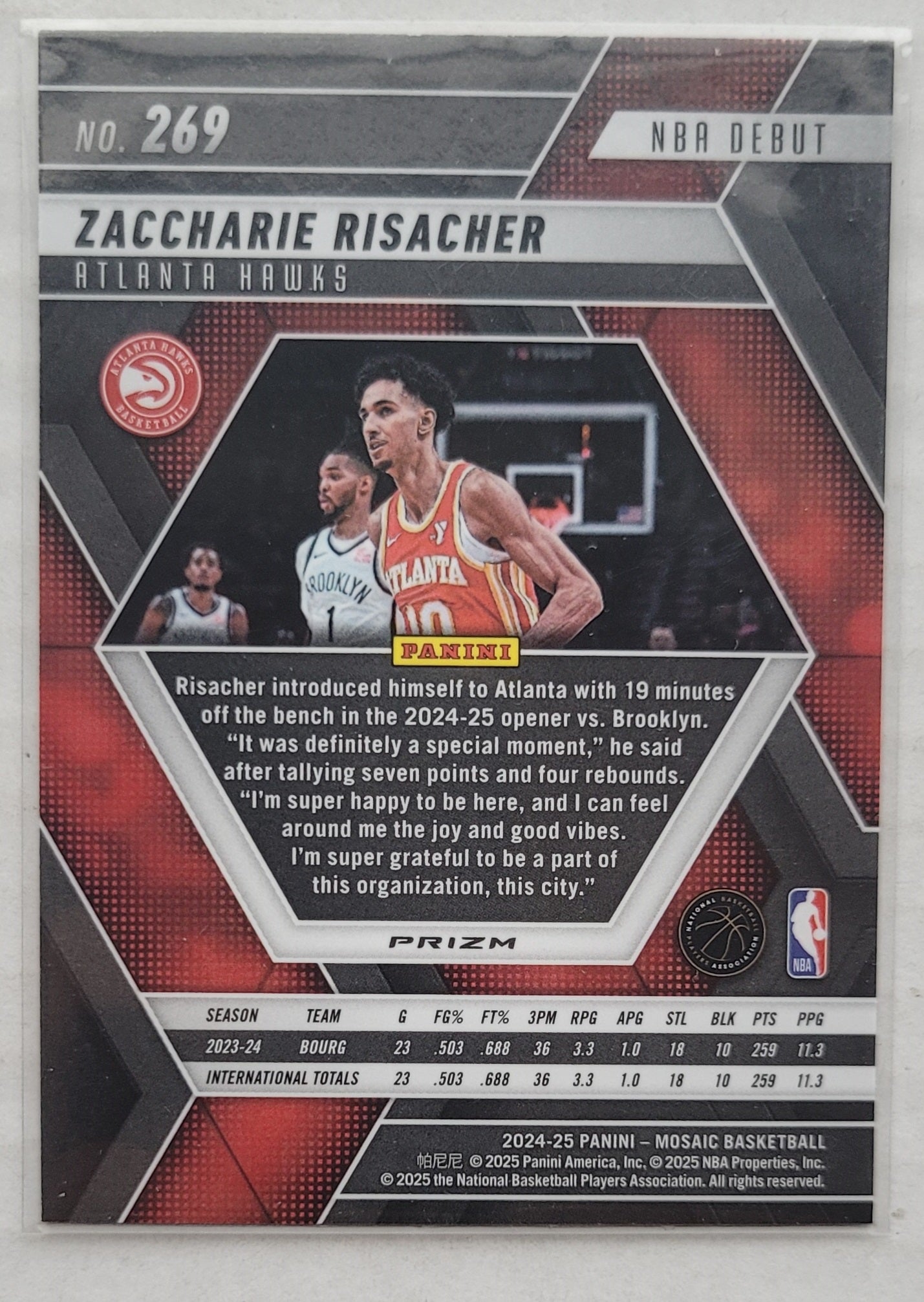 Zaccharie Risacher - 2024-25 Panini Mosaic Mosaic Reactive Yellow #269 NBA Debut RC