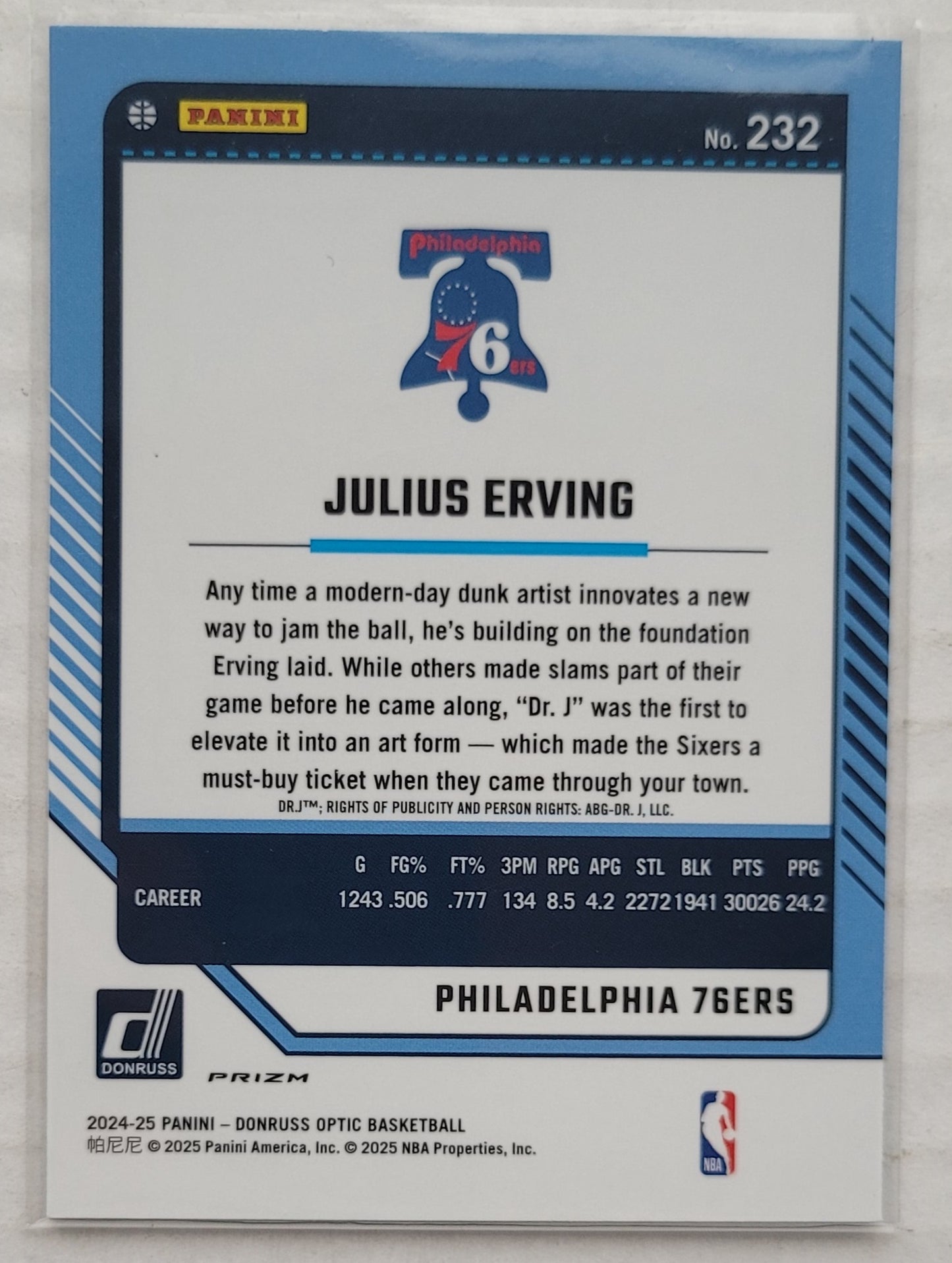 Julius Erving - 2024-25 Donruss Optic Holo #232 LGD