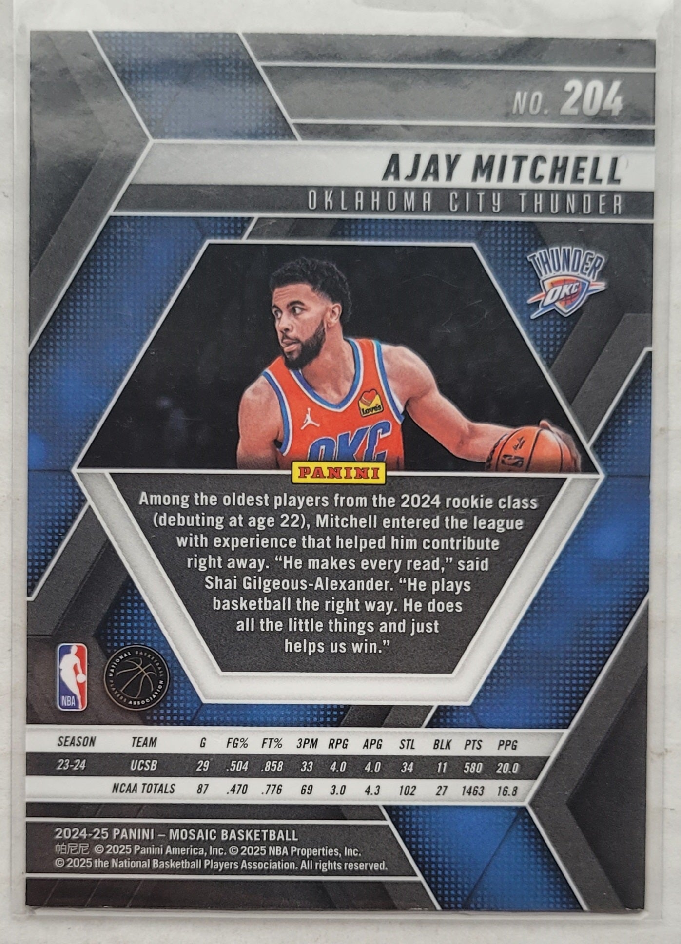 Ajay Mitchell - 2024-25 Panini Mosaic #204 RC