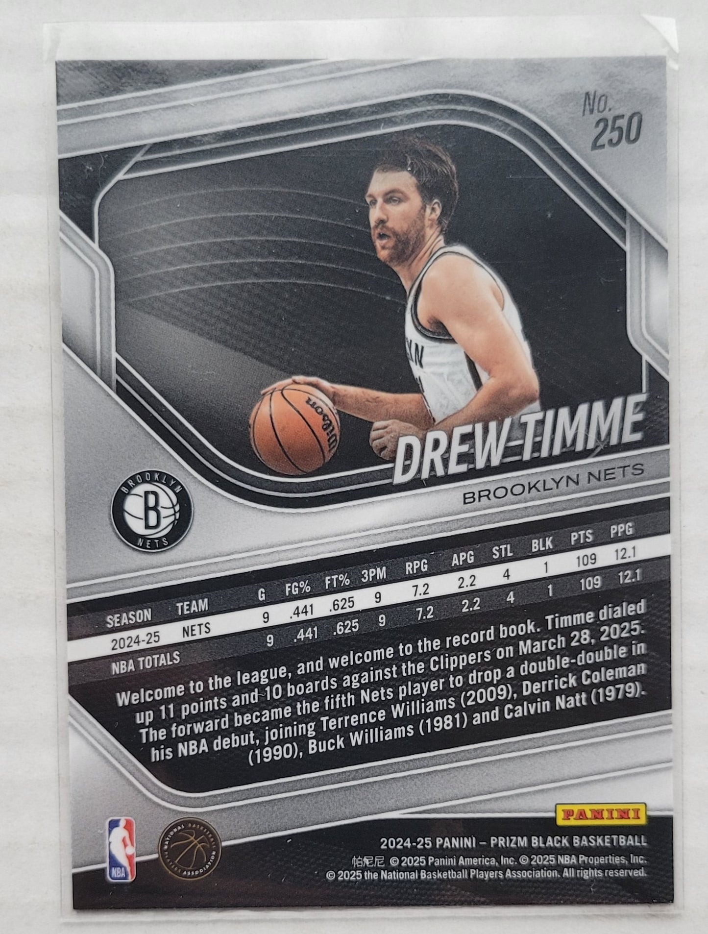 Drew Timme - 2024-25 Panini Prizm Black #250 RC