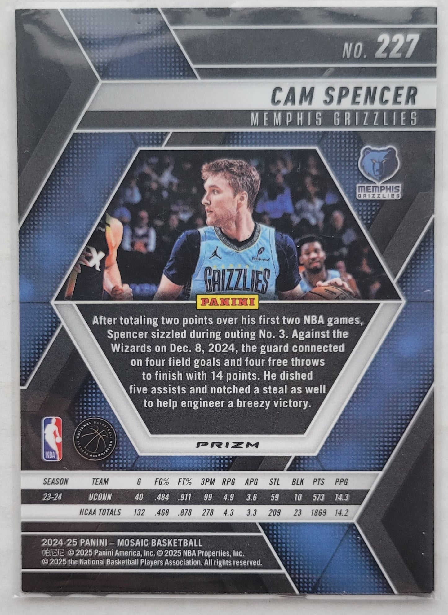 Cam Spencer - 2024-25 Panini Mosaic Mosaic Reactive Blue #227 RC