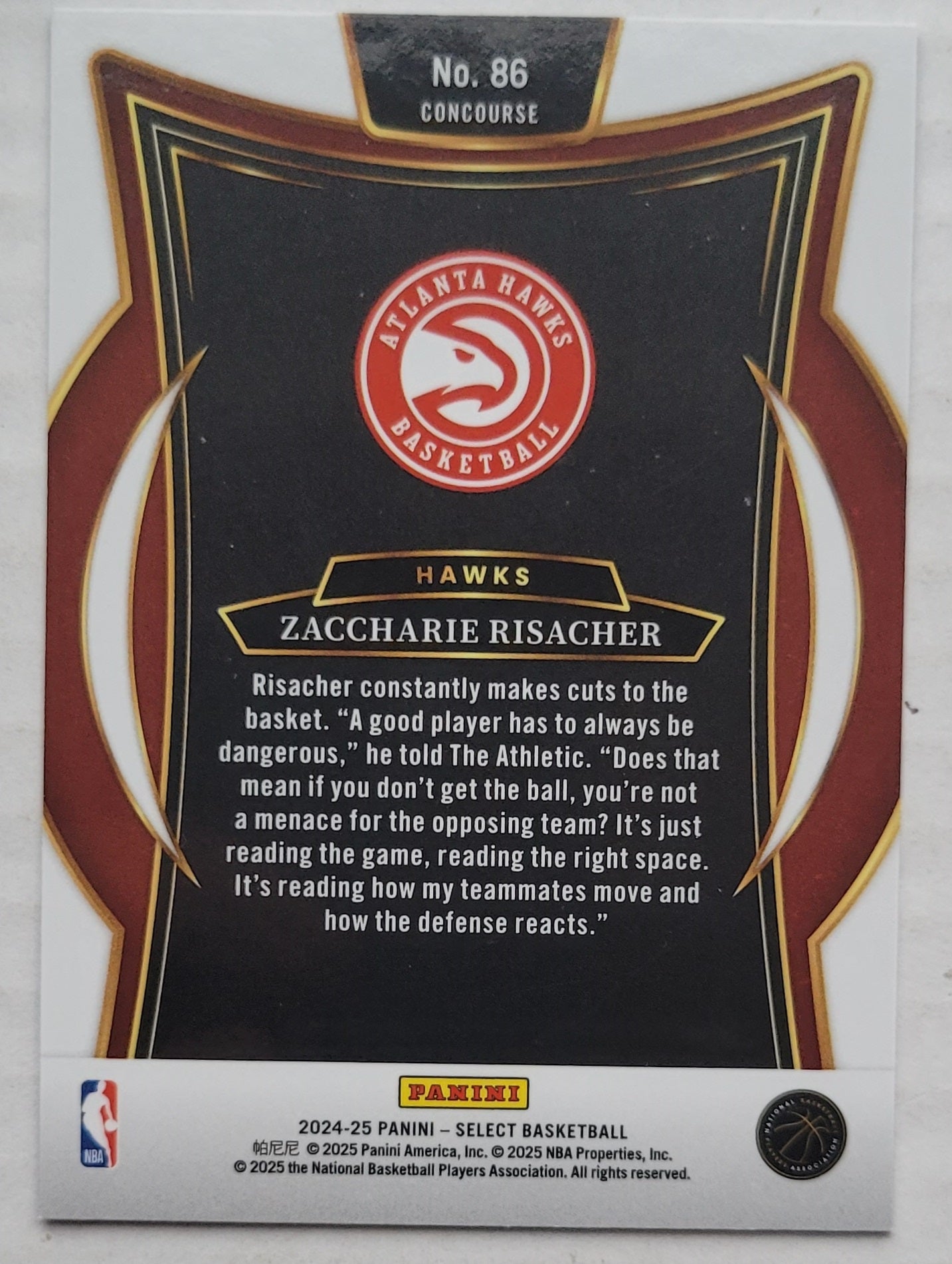 Zaccharie Risacher - 2024-25 Select Blue #86 RC