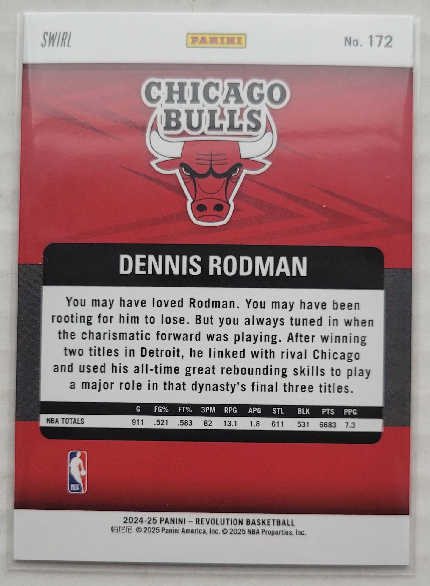 Dennis Rodman - 2024-25 Panini Revolution Red Swirl #172 LGD